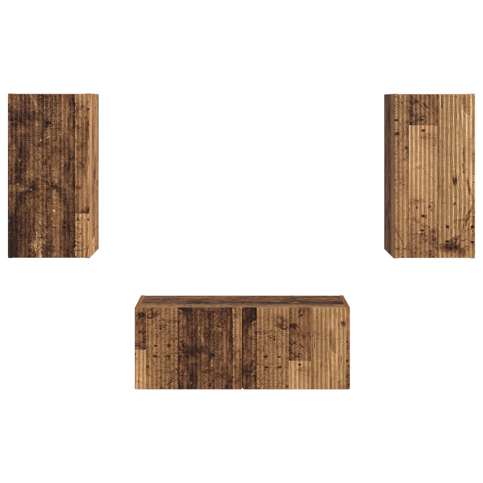 Tv szekrény garnitúra falra szerelhető 2 pcs öreg fa faanyag