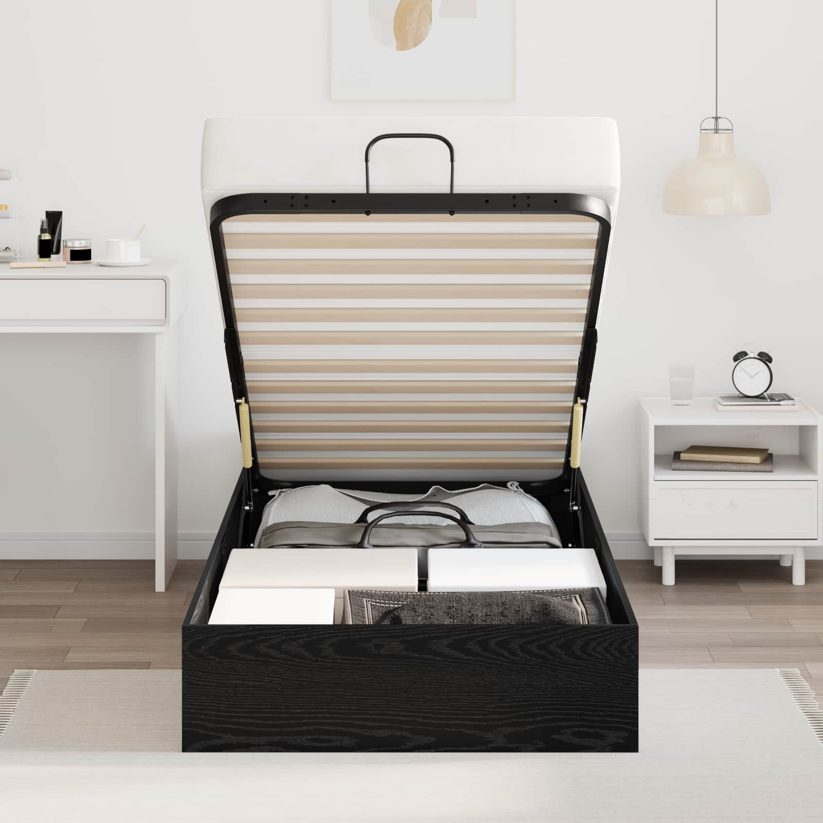 Ottomán ágykeret fekete tölgy 193 x 120 x 25 cm faforgácslap