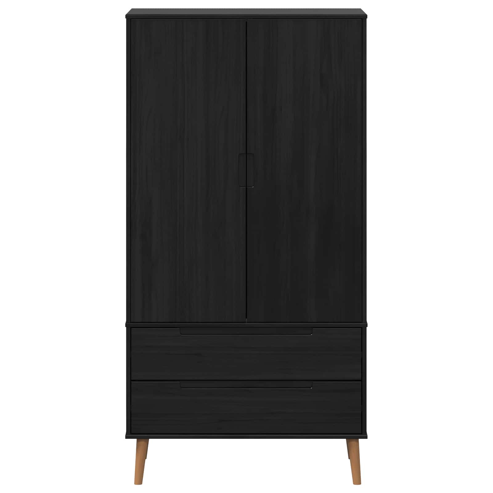 Ruhásszekrény molde fekete 90 x 55 x 175 cm tömör fenyőfa