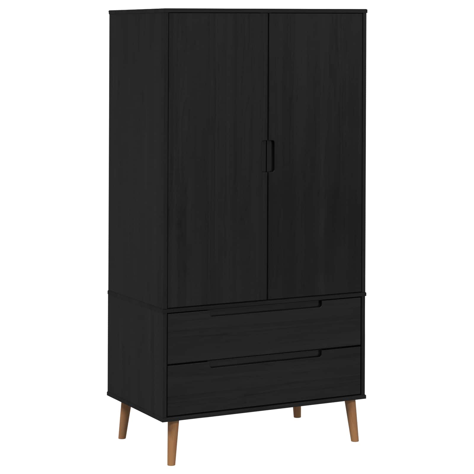 Ruhásszekrény molde fekete 90 x 55 x 175 cm tömör fenyőfa