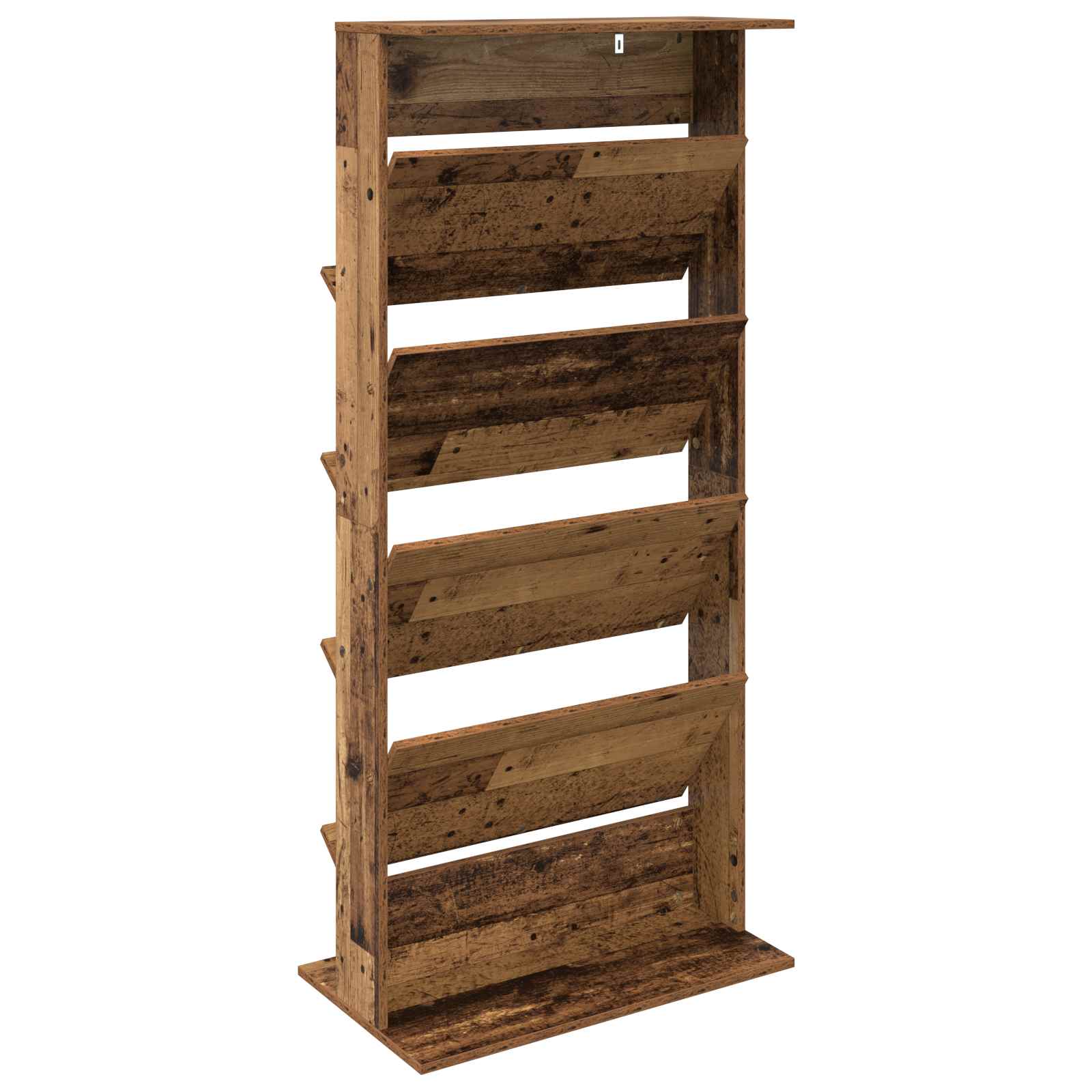 Magazin állvány polcokkal öreg fa 70 x 41 x 156 cm faanyag