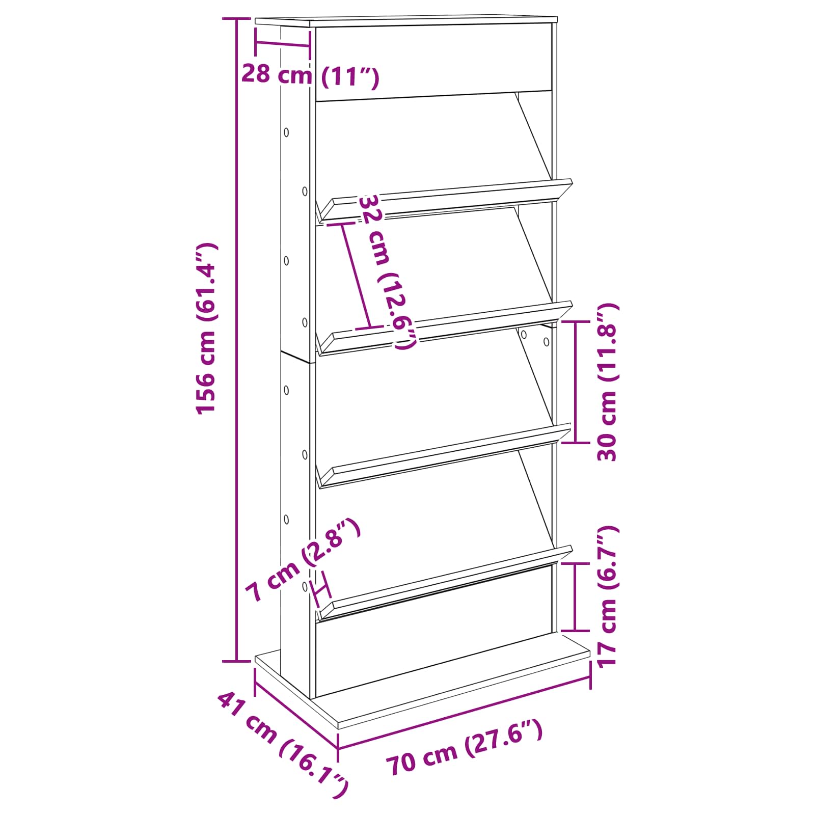 Magazin állvány polcokkal öreg fa 70 x 41 x 156 cm faanyag