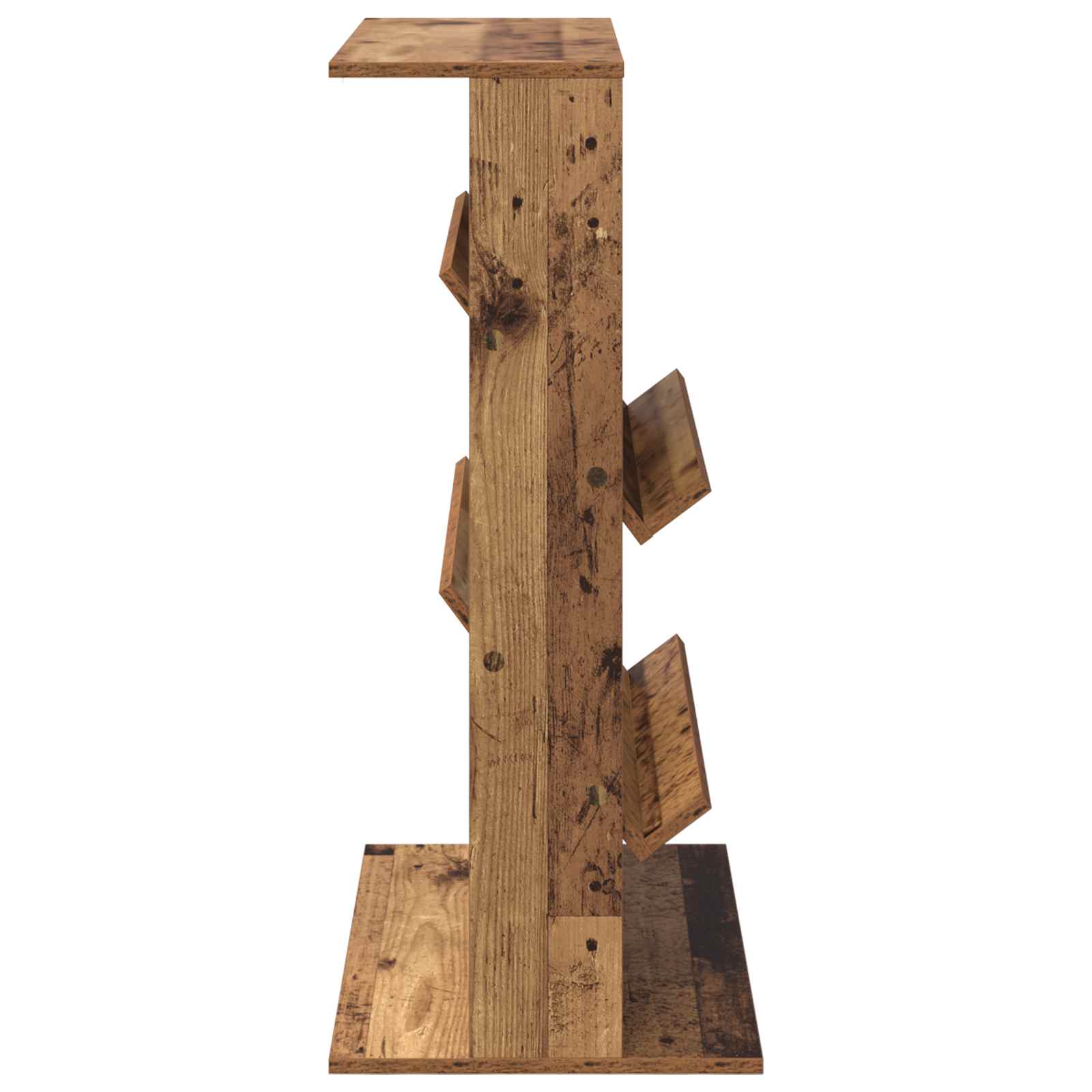 Magazin állvány polcokkal öreg fa 70 x 41 x 96 cm faanyag