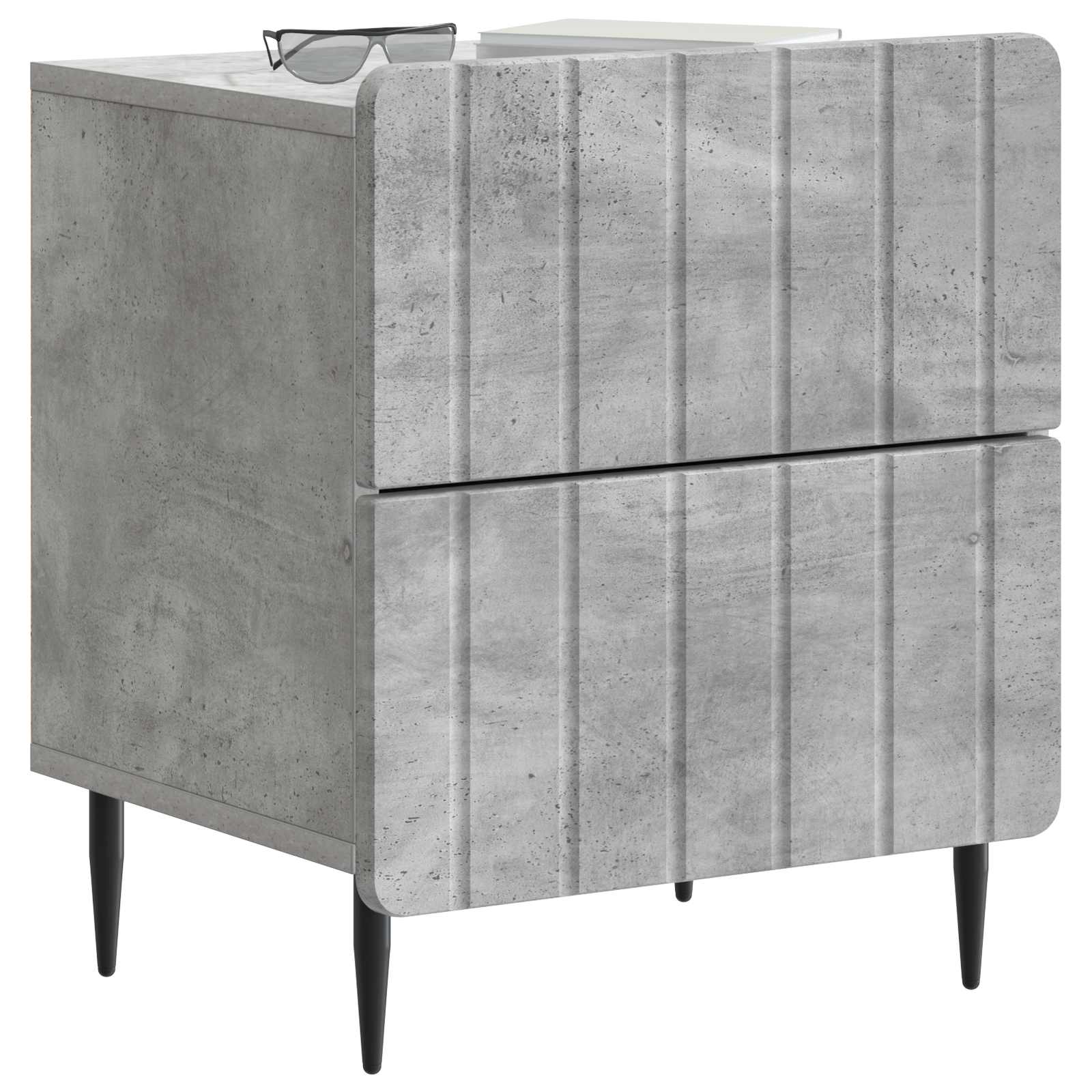 Éjjeliszekrény 2 pcs betonszürke 43 x 34,5 x 49,5 cm szerelt fa