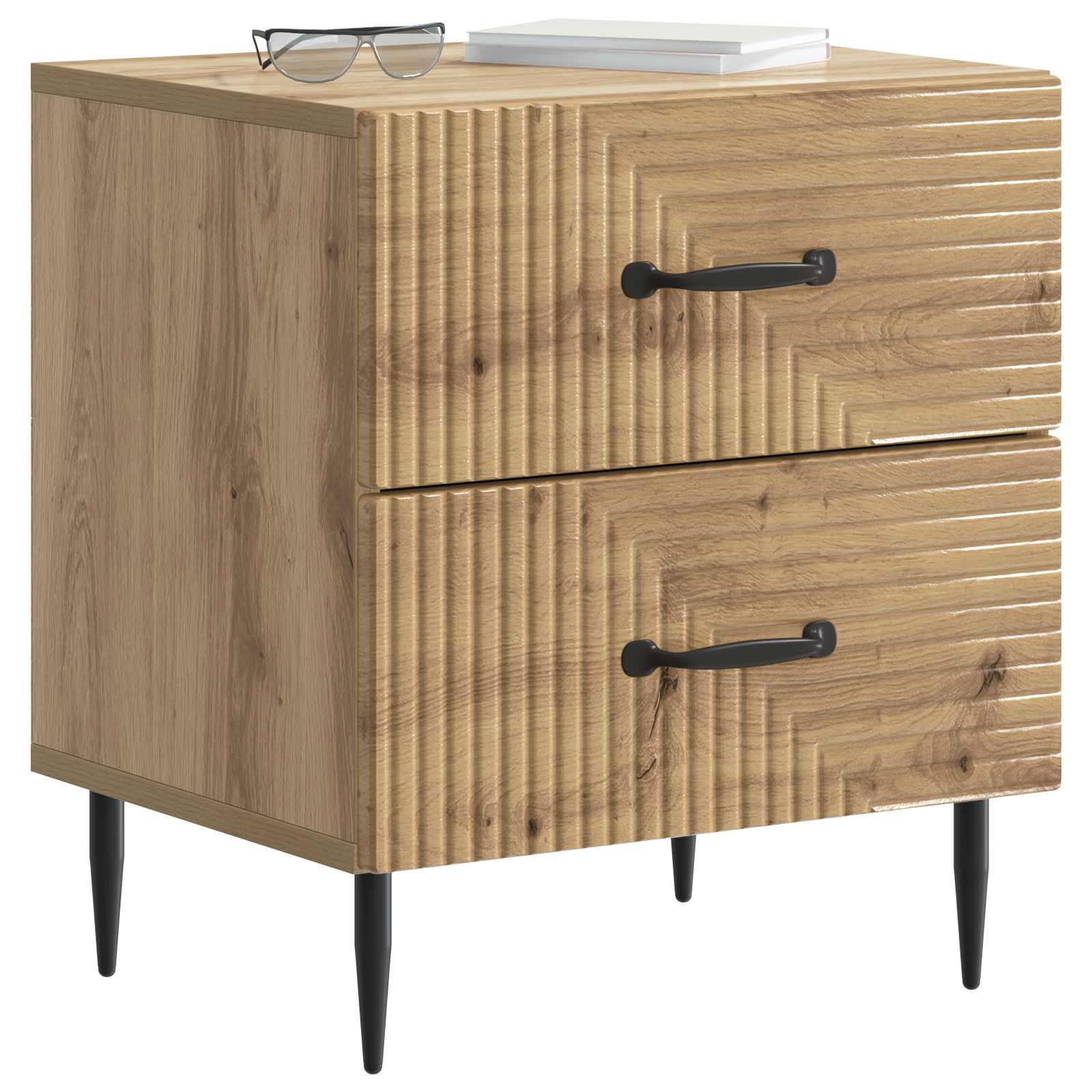 Éjjeliszekrény fiókkal 2 pcs kézműves tölgy 43 x 34,5 x 47,5 cm