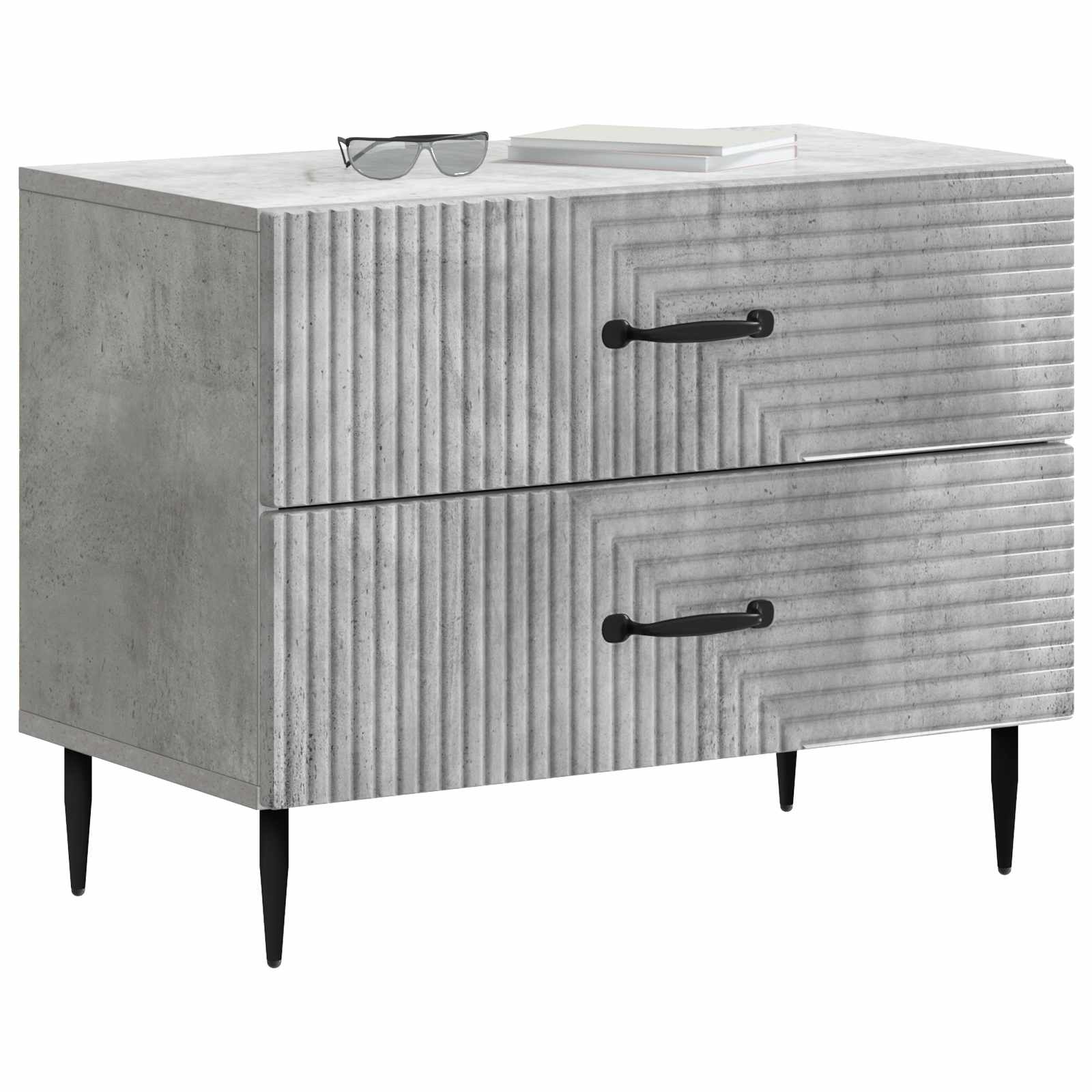 Éjjeliszekrény betonszürke 62 x 34,5 x 47,5 cm szerelt fa