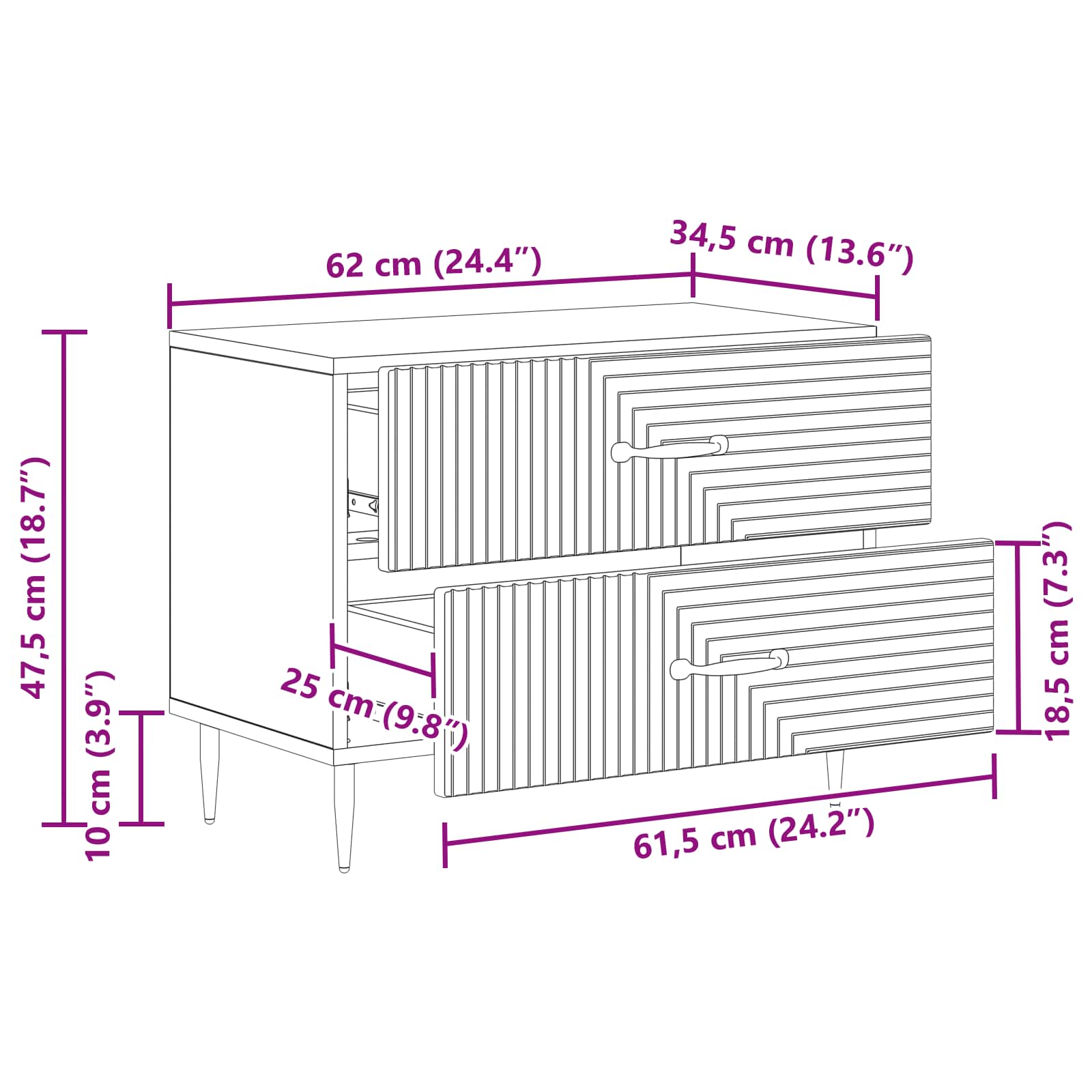 Éjjeliszekrény betonszürke 62 x 34,5 x 47,5 cm szerelt fa