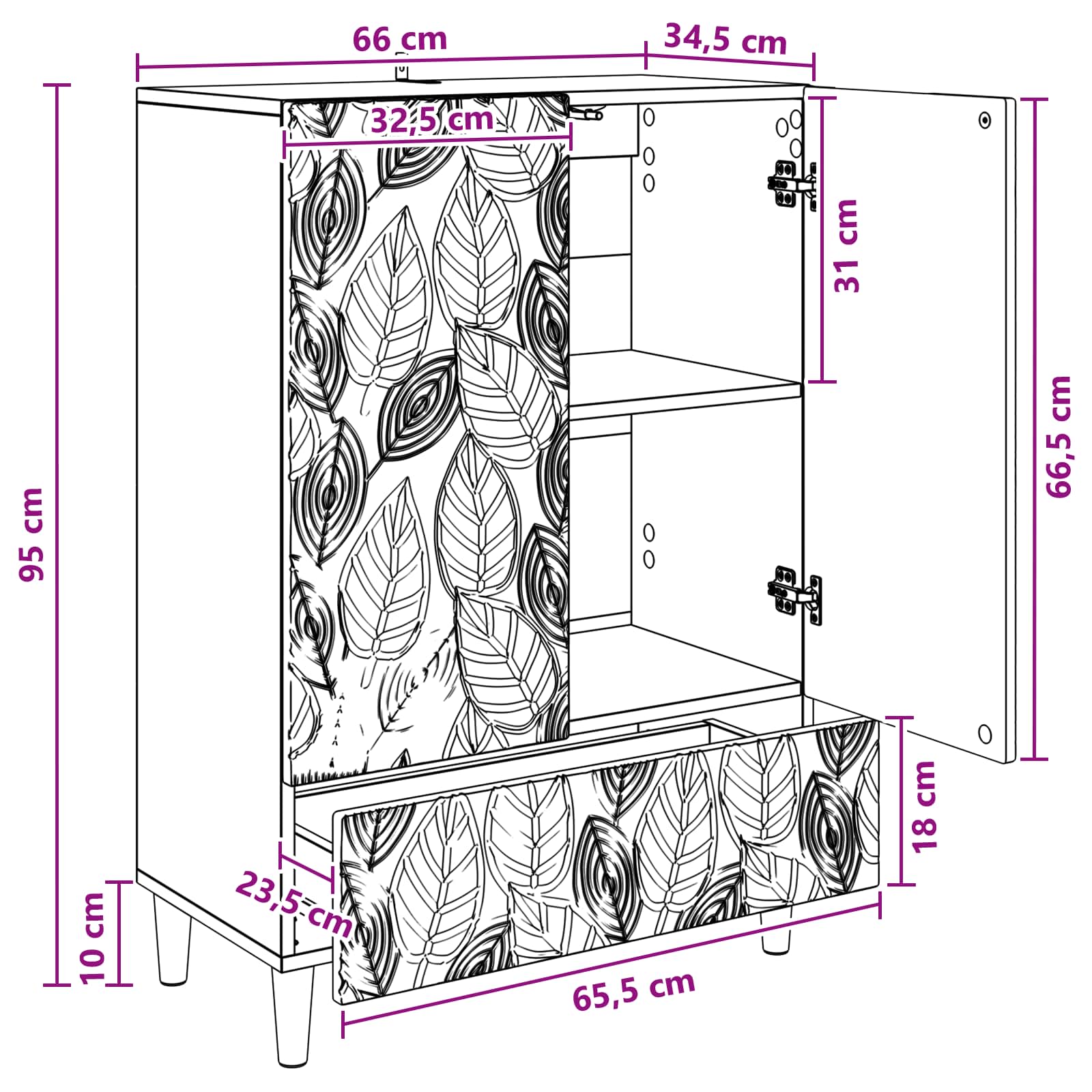 Széf antik fa 66 x 34,5 x 95 cm szerelt fa
