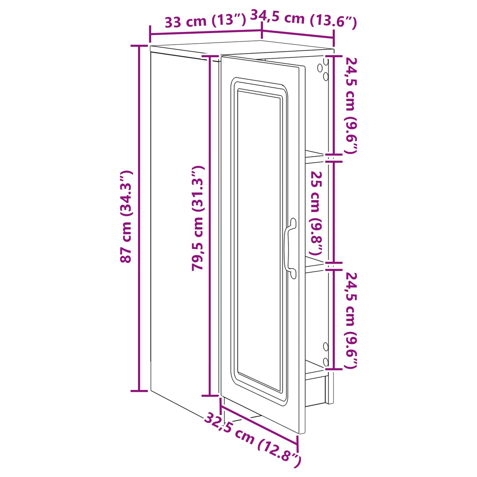 Széf antik fa 33 x 34,5 x 87 cm szerelt fa