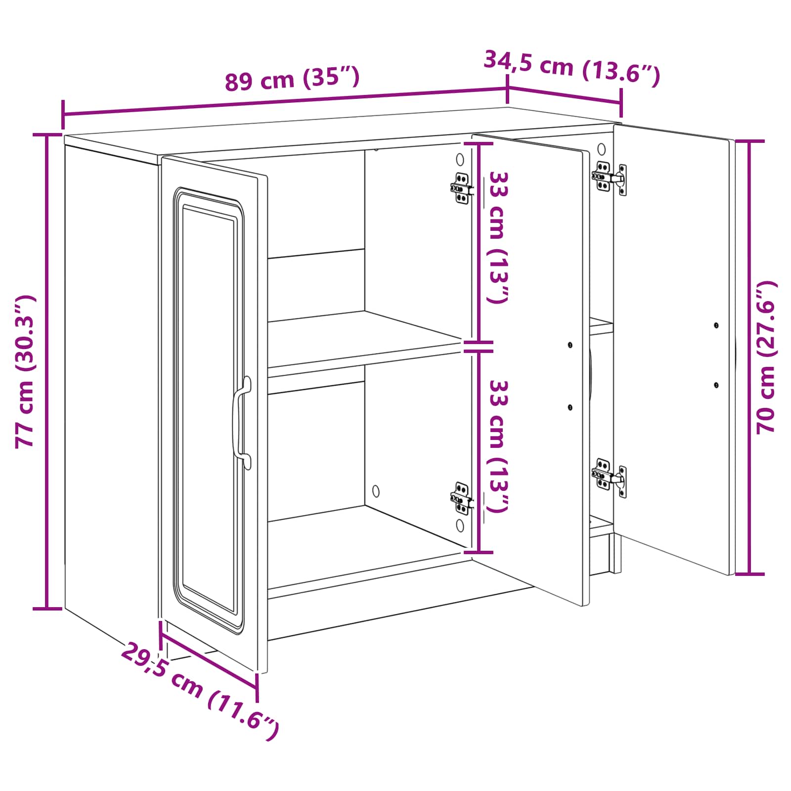 Széf antik fa 89 x 34,5 x 77 cm szerelt fa
