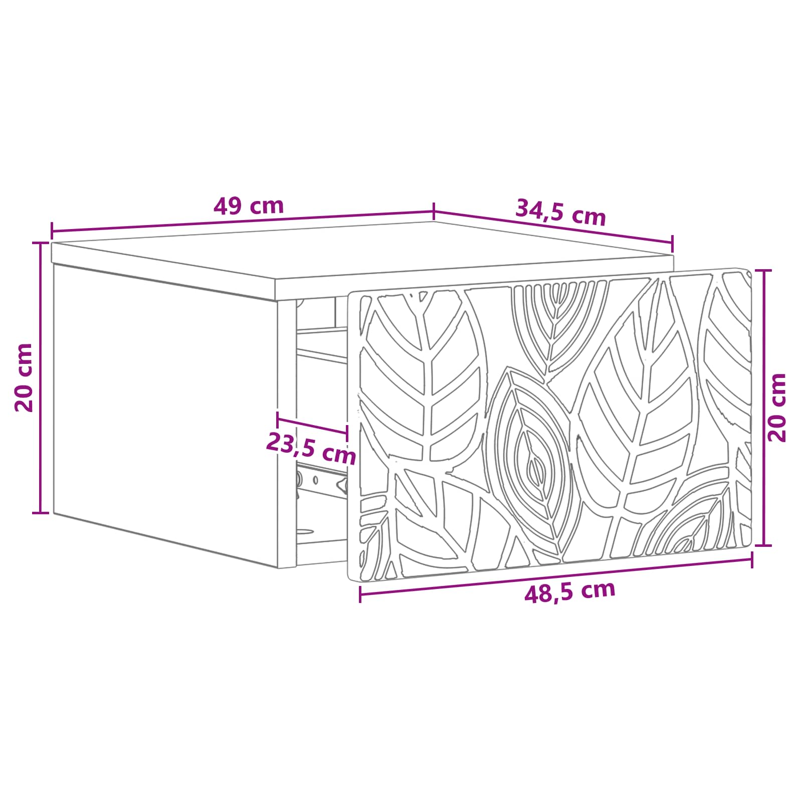 Fali éjjeli szekrény 2 pcs antik fa 49 x 34,5 x 20 cm