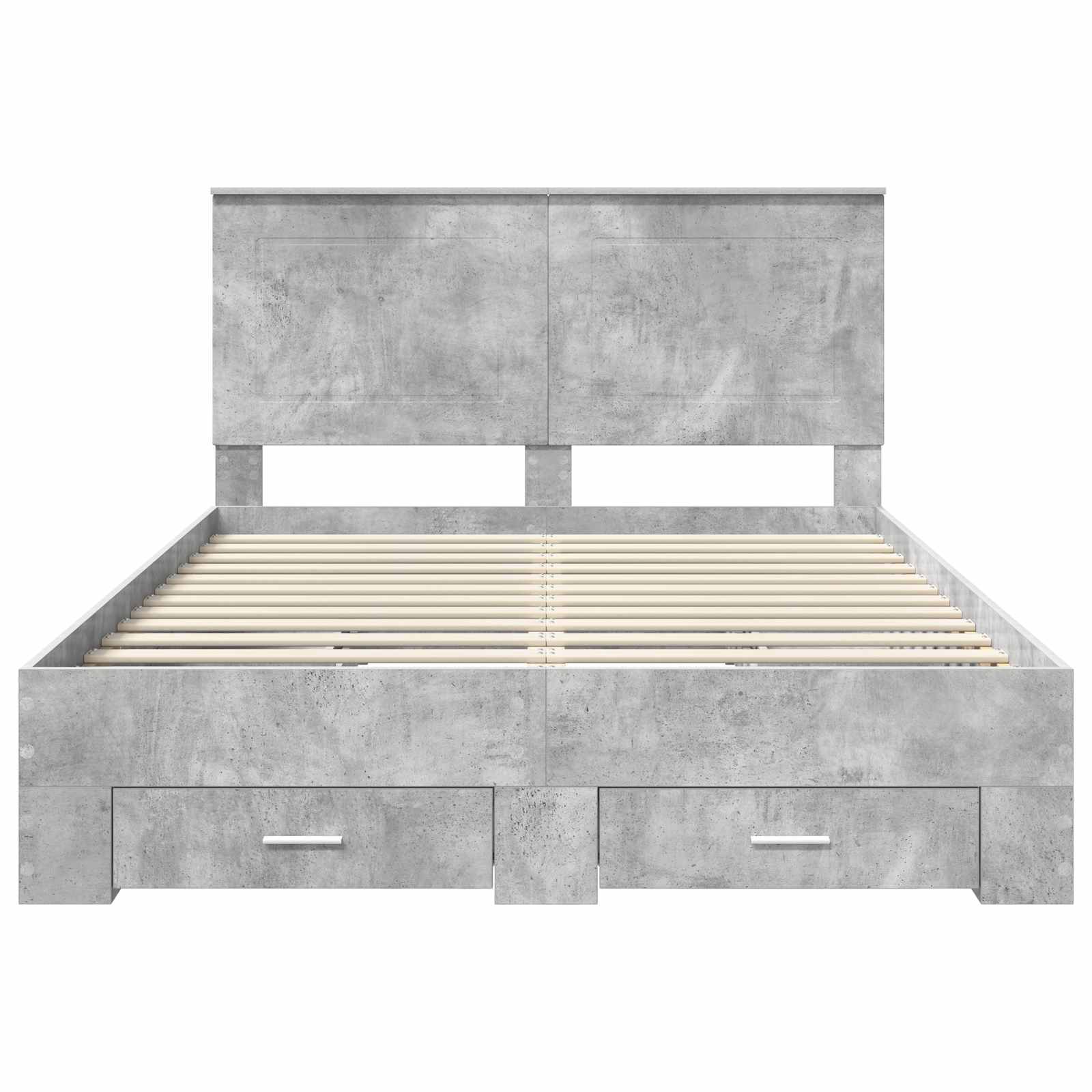 Ágykeret fejtámlával fiókkal beton szürke 140 x 190 cm faanyag