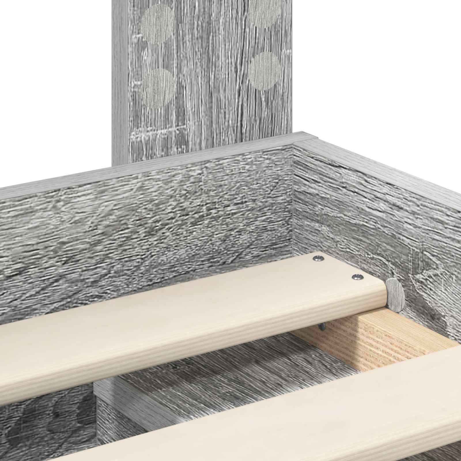 Ágykeret fejtámlával szürke sonoma 160 x 200 cm tömör fenyőfa