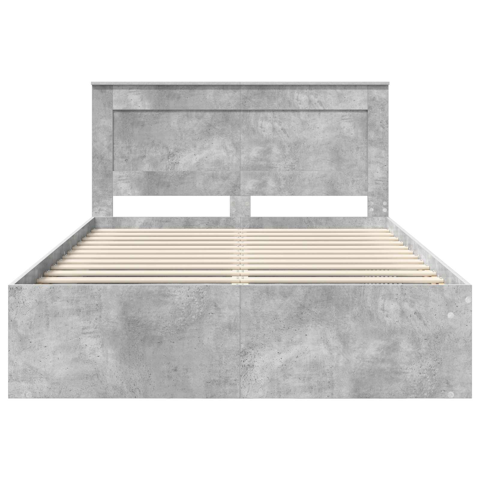 Ágykeret fejtámlával beton szürke 150 x 200 cm tömör fenyőfa