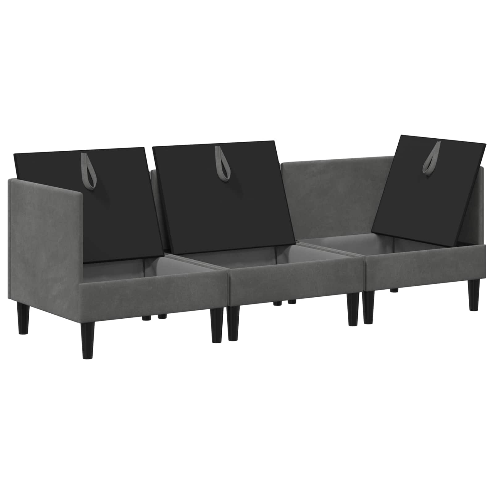 Nappali bútor szett párnával 3 pcs sötétszürke bársony