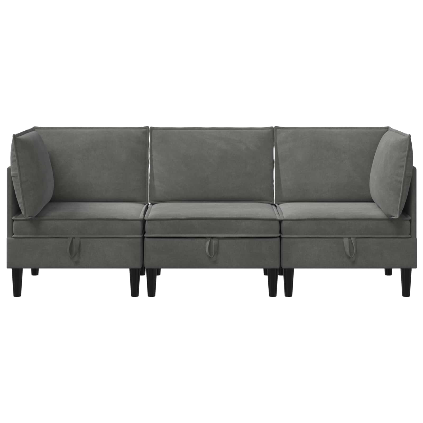Nappali bútor szett párnával 3 pcs sötétszürke bársony