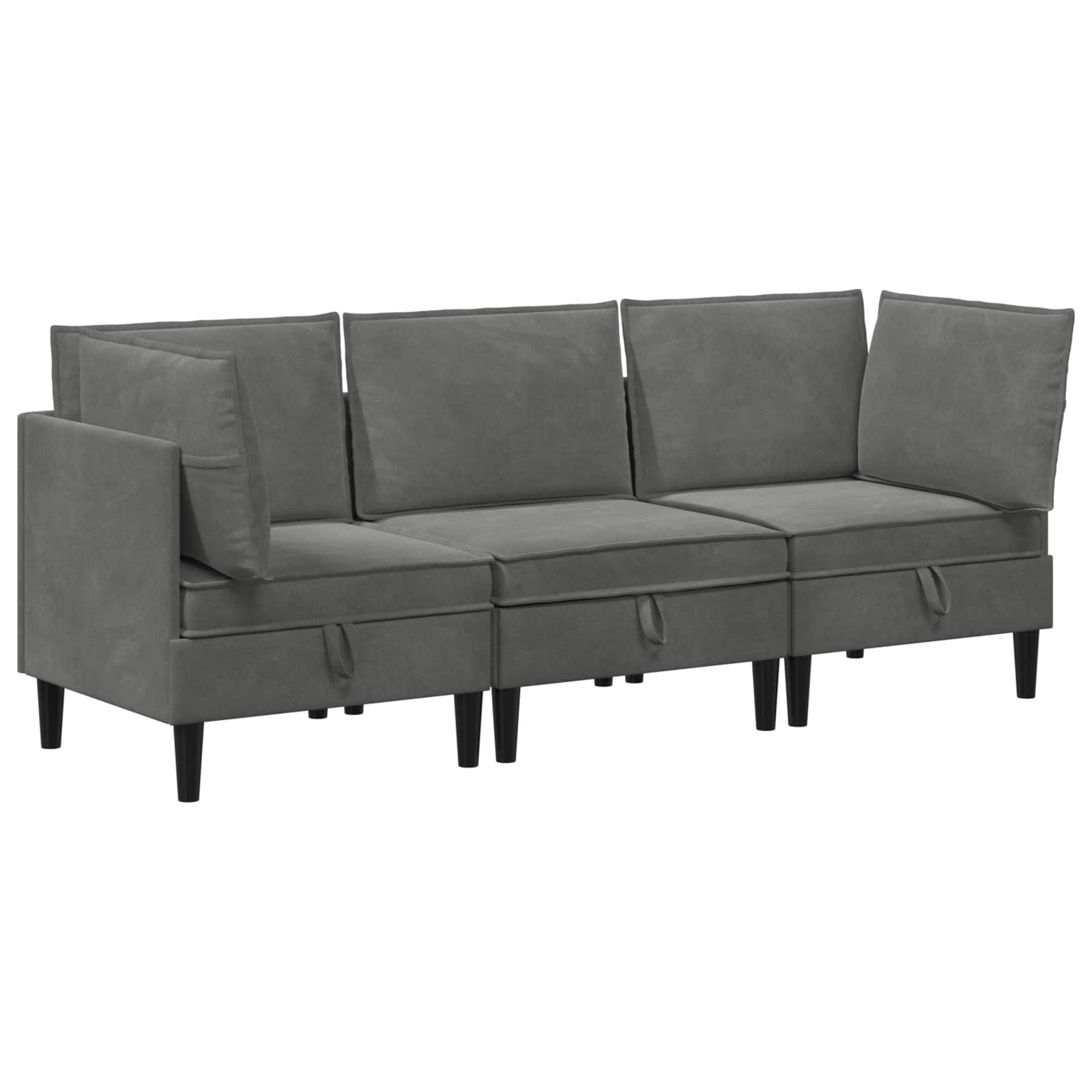 Nappali bútor szett párnával 3 pcs sötétszürke bársony