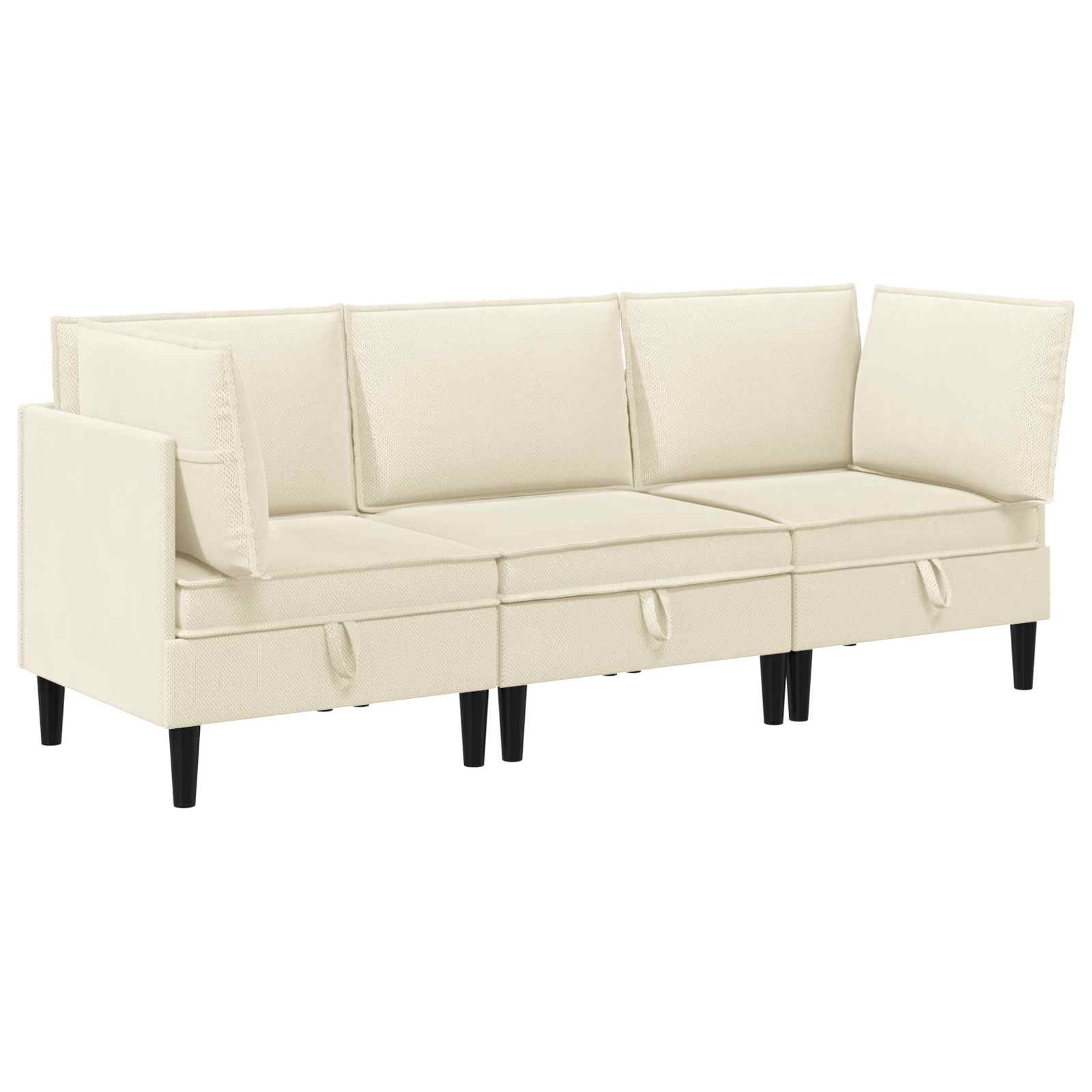 Nappali bútor szett 3 pcs krémszínű szövet