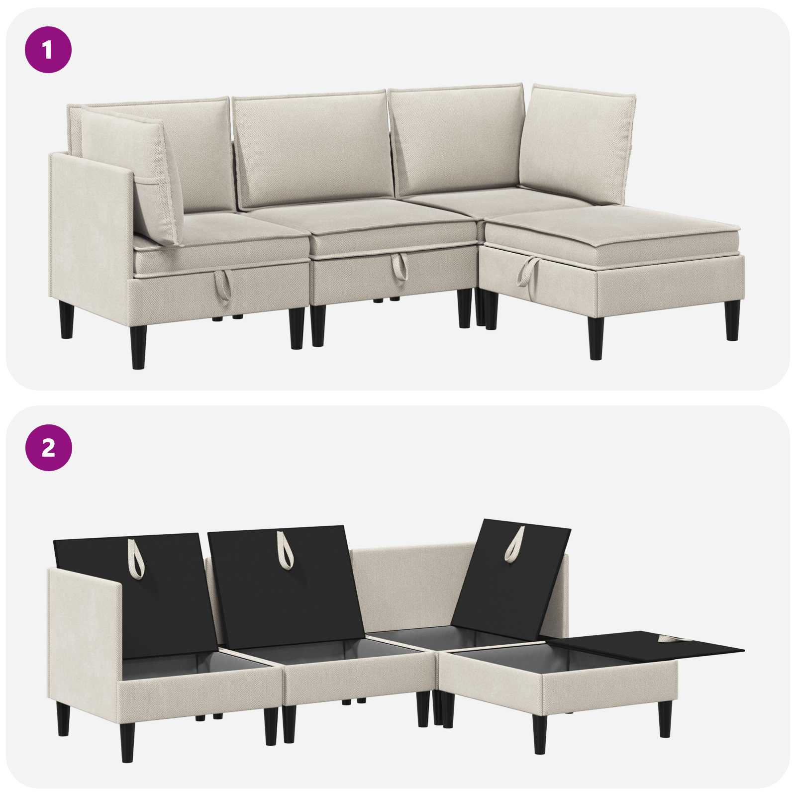 Nappali bútor szett 4 pcs zabpehely szövet