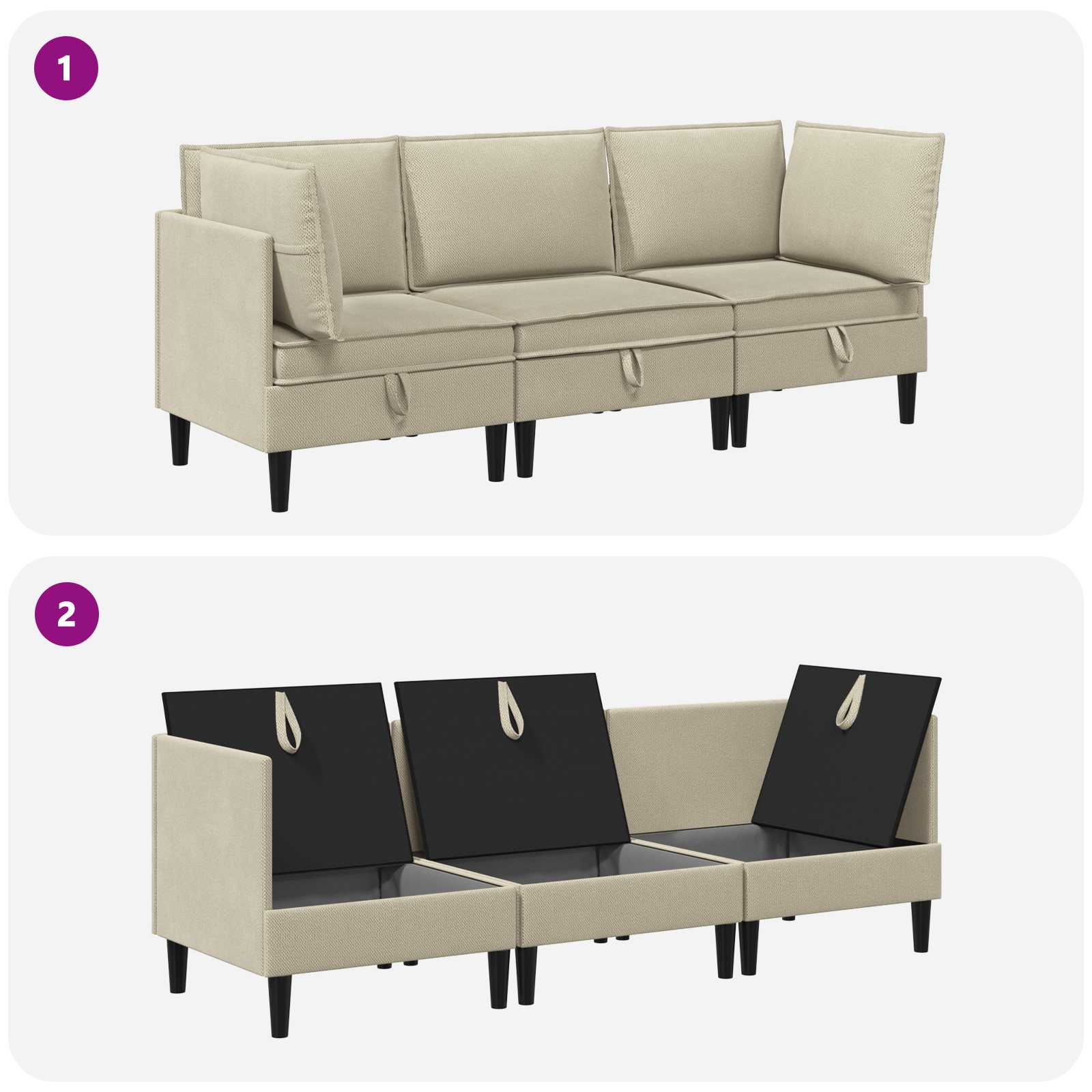 Nappali bútor szett 3 pcs homokszín szövet