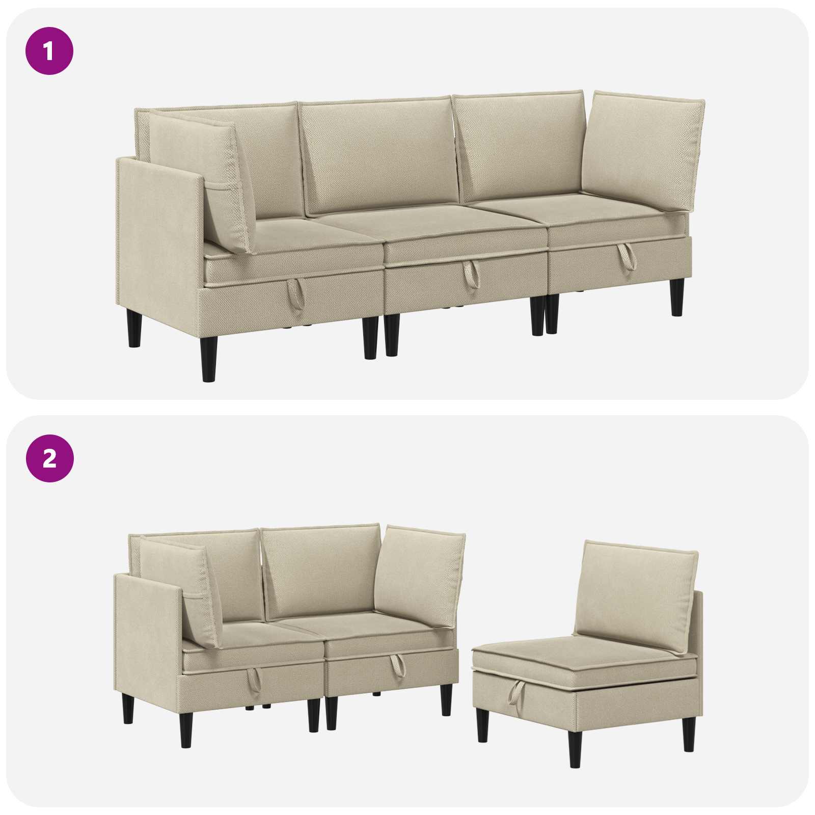 Nappali bútor szett 3 pcs homokszín szövet