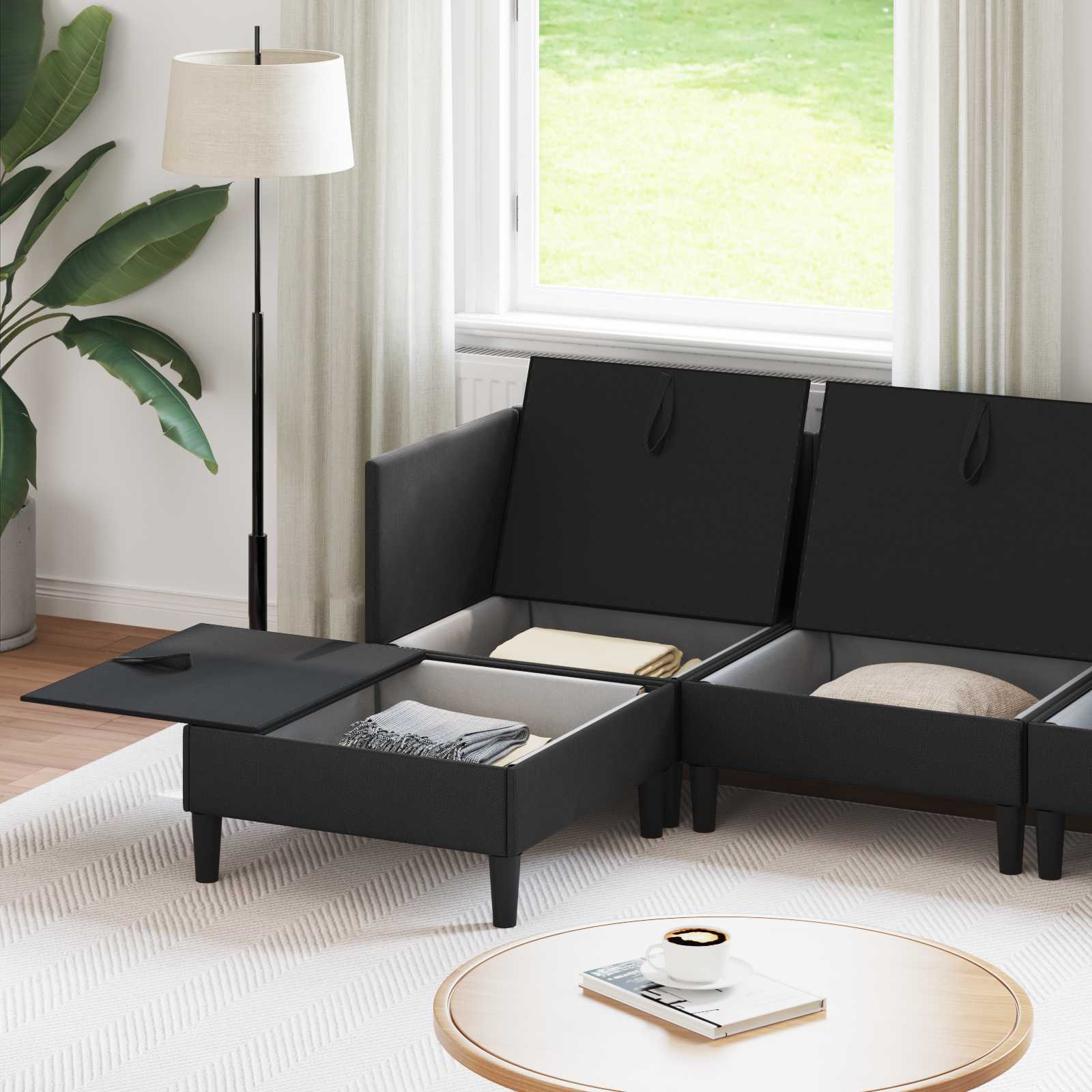 Nappali bútor szett 6 pcs fekete szövet