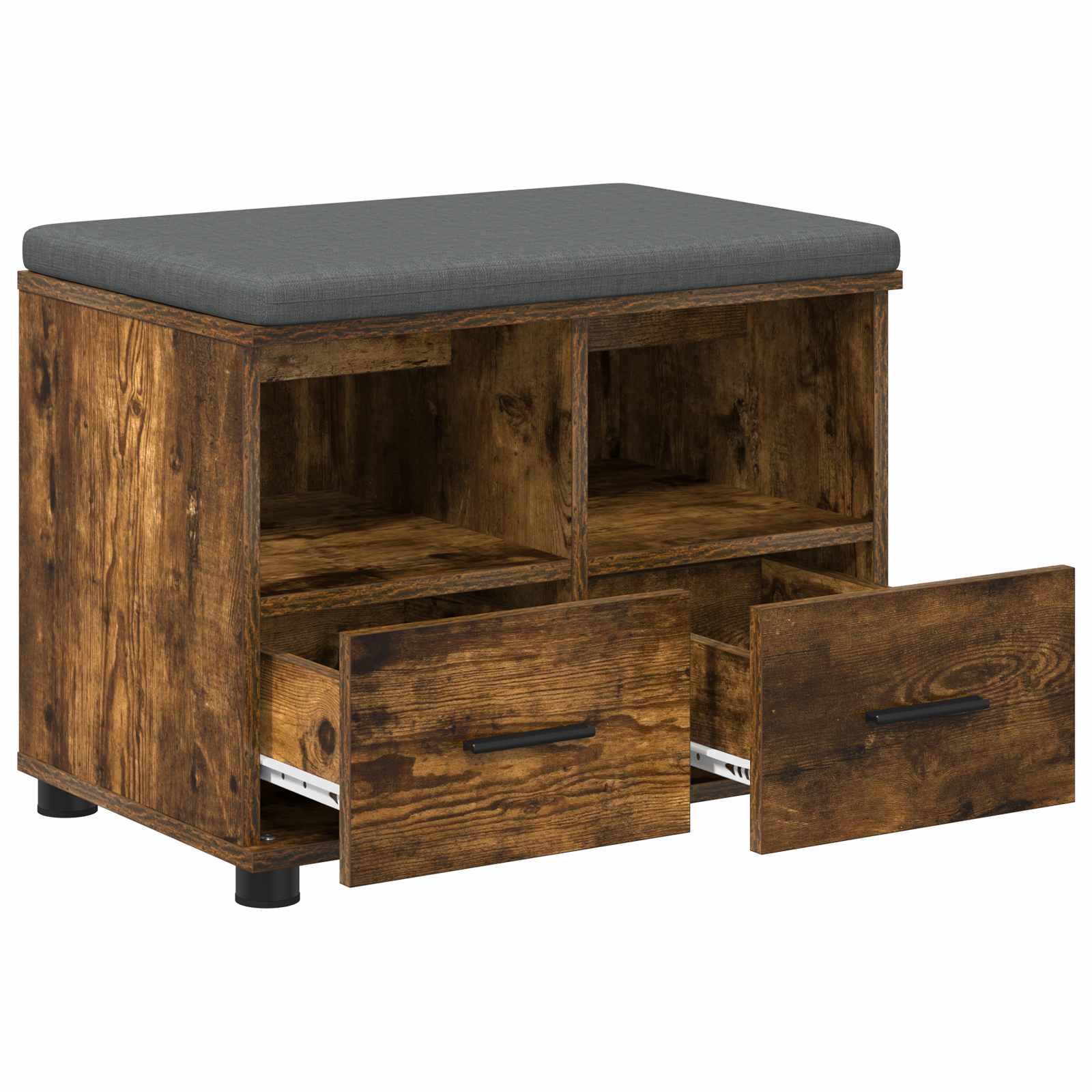 Előtér pad párnával fiókkal füstölt tölgy 60 x 38 x 46 cm