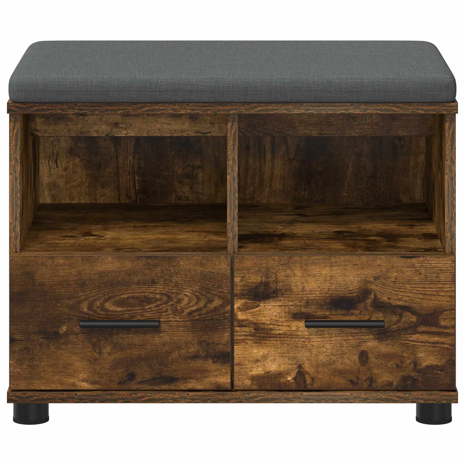 Előtér pad párnával fiókkal füstölt tölgy 60 x 38 x 46 cm