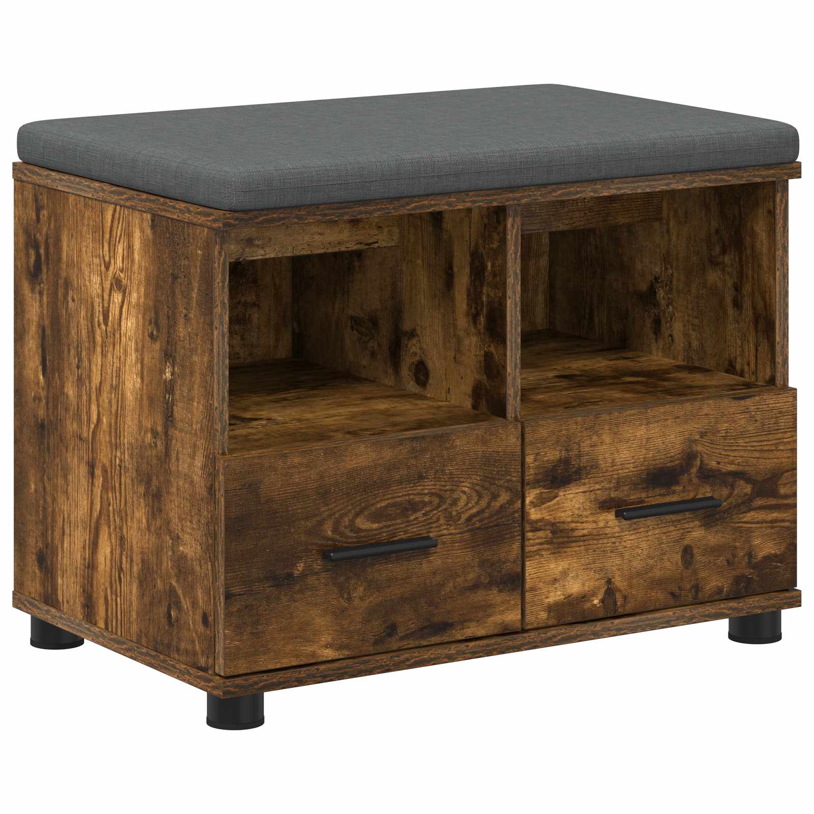 Előtér pad párnával fiókkal füstölt tölgy 60 x 38 x 46 cm