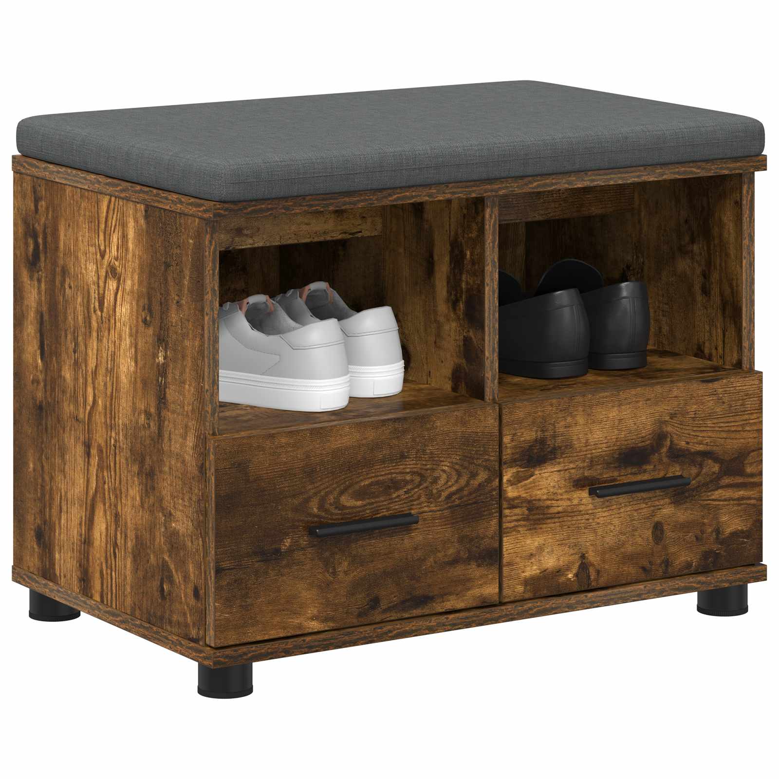 Előtér pad párnával fiókkal füstölt tölgy 60 x 38 x 46 cm