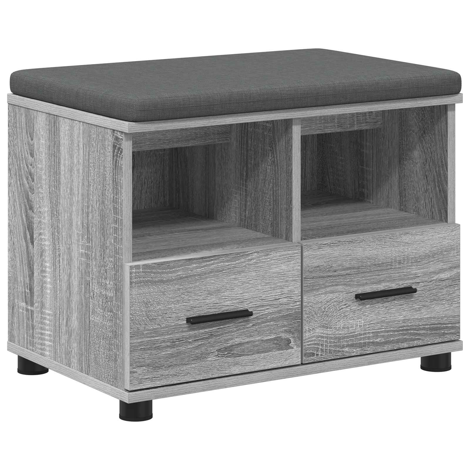 Előtér pad párnával fiókkal szürke sonoma 60 x 38 x 46 cm