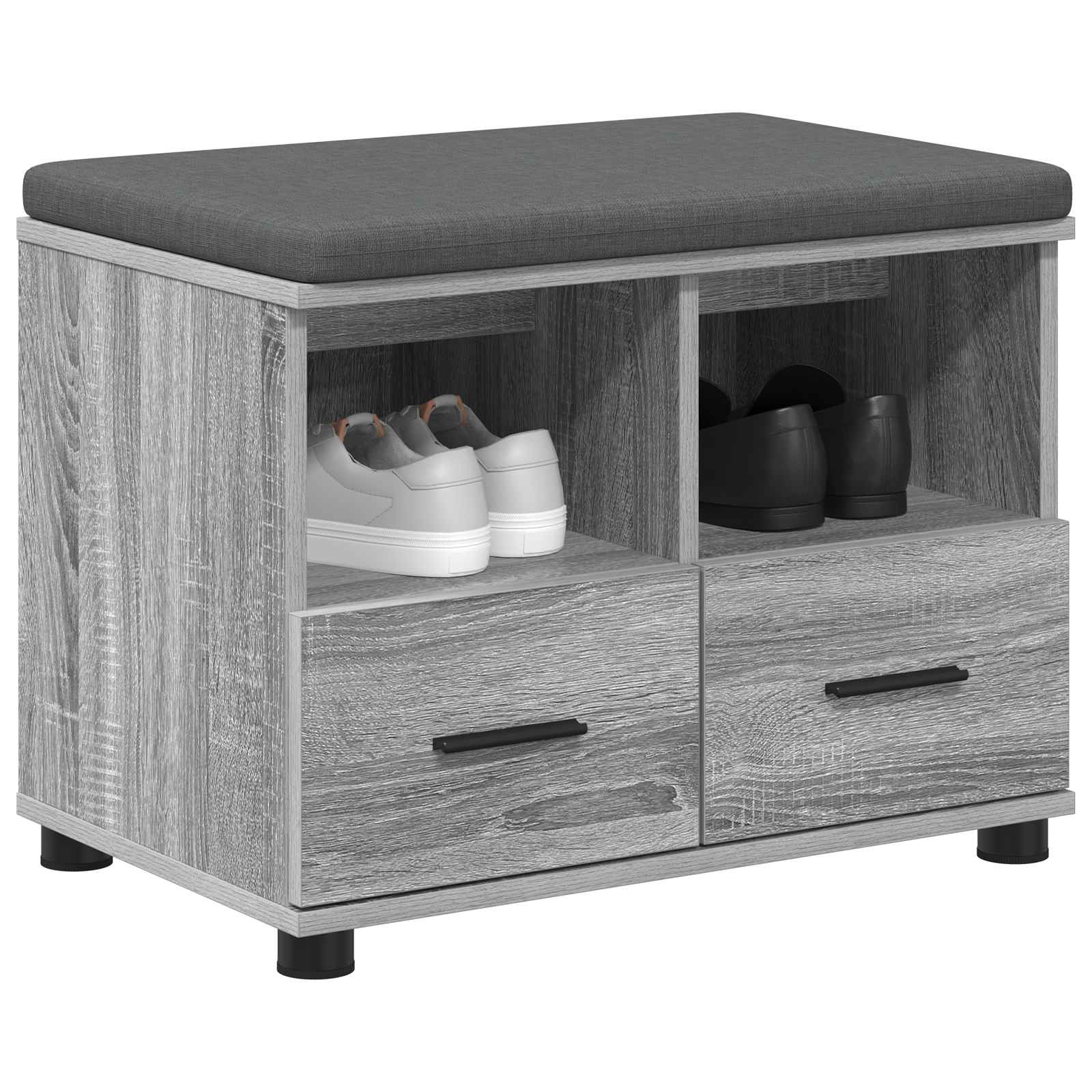 Előtér pad párnával fiókkal szürke sonoma 60 x 38 x 46 cm