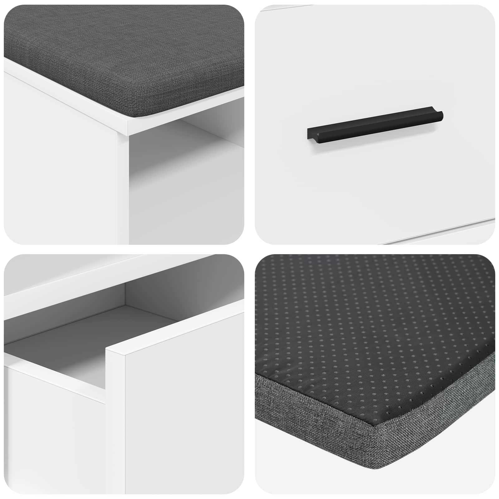 Előtér pad fehér 80 x 38 x 46 cm fűrészpor és kárpit anyag