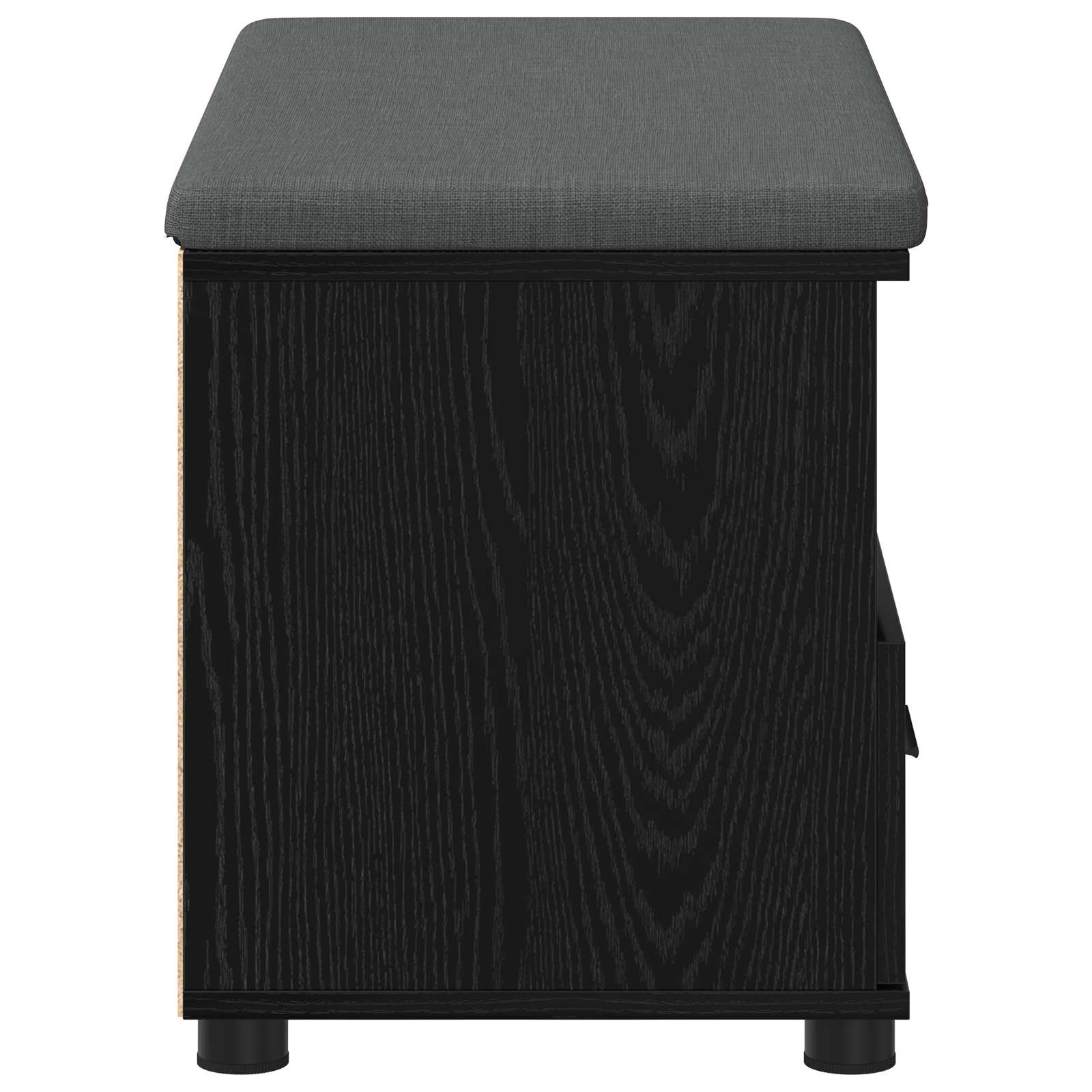 Előtér pad párnával fiókkal fekete tölgy 80 x 38 x 46 cm