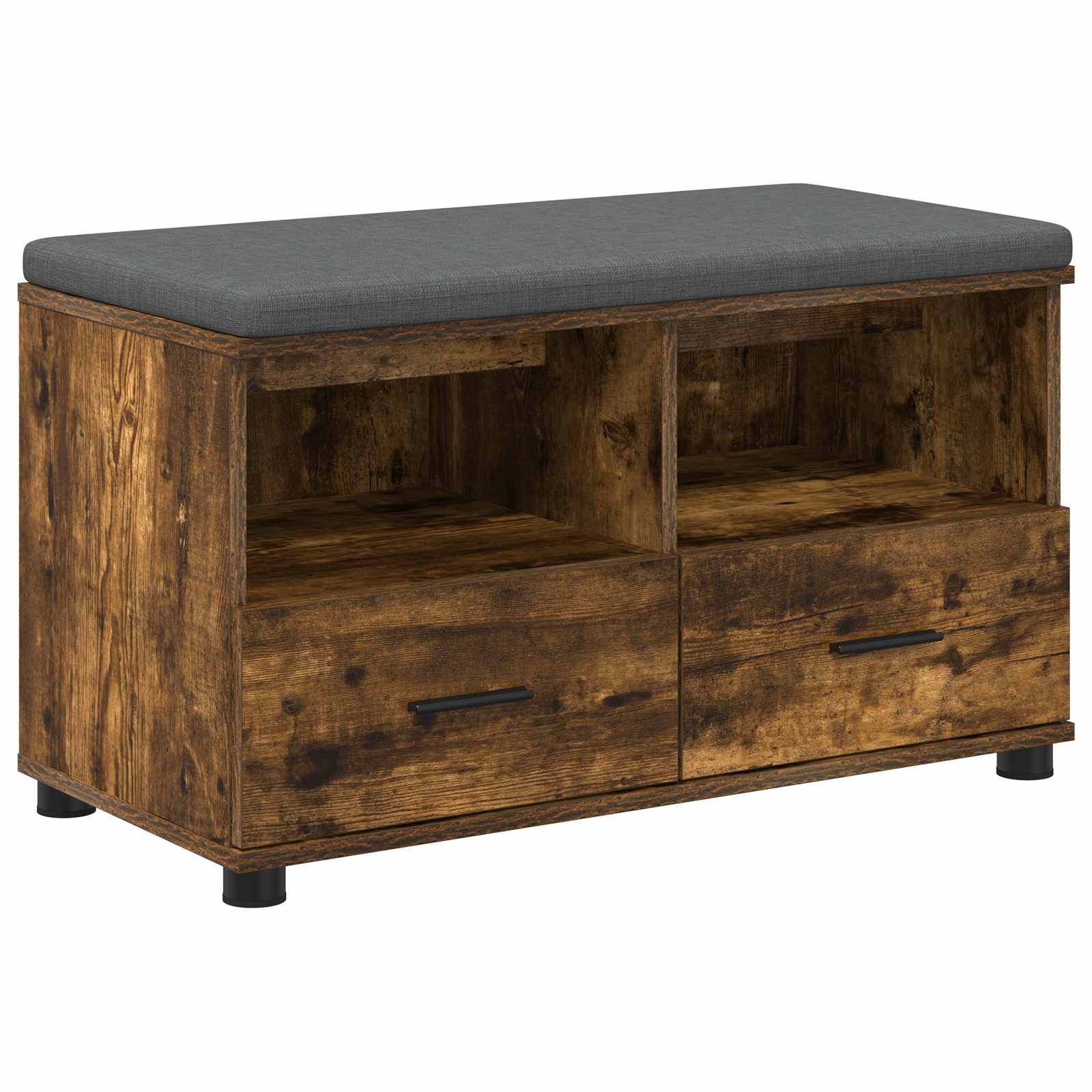 Előtér pad párnával fiókkal füstölt tölgy 80 x 38 x 46 cm