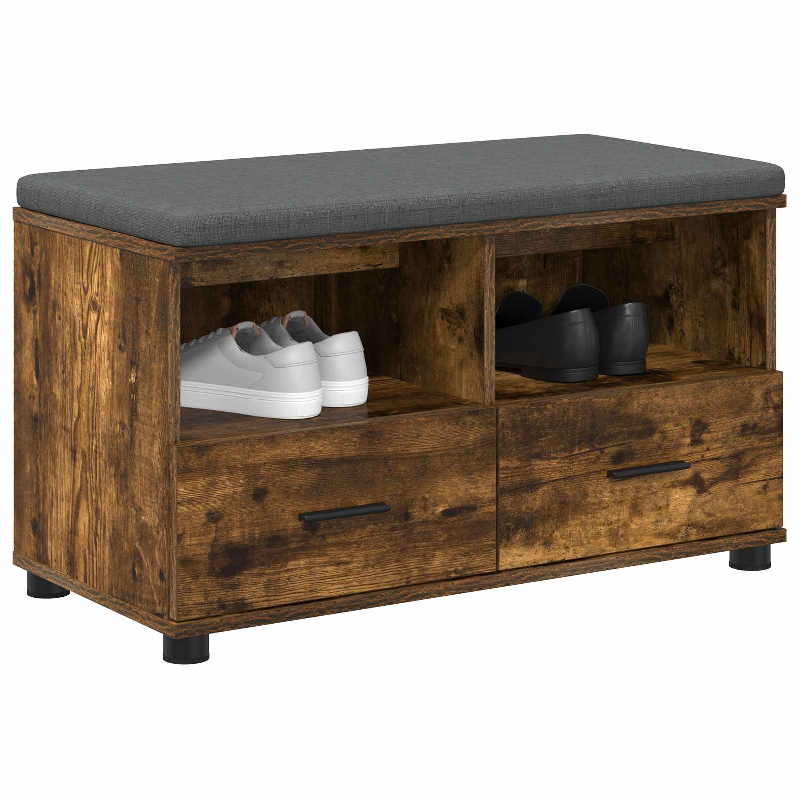 Előtér pad párnával fiókkal füstölt tölgy 80 x 38 x 46 cm