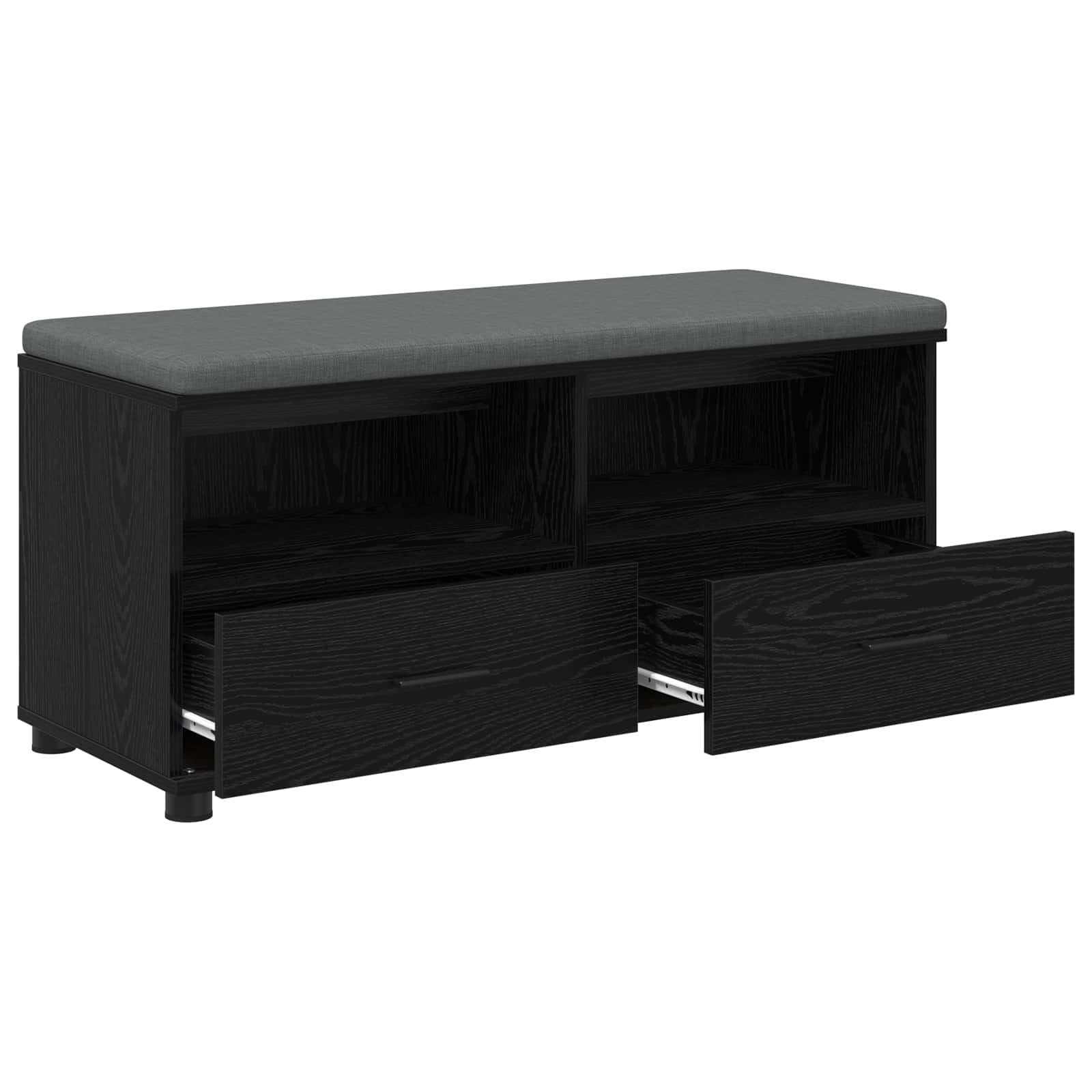 Előtér pad párnával fiókkal fekete tölgy 100 x 38 x 46 cm