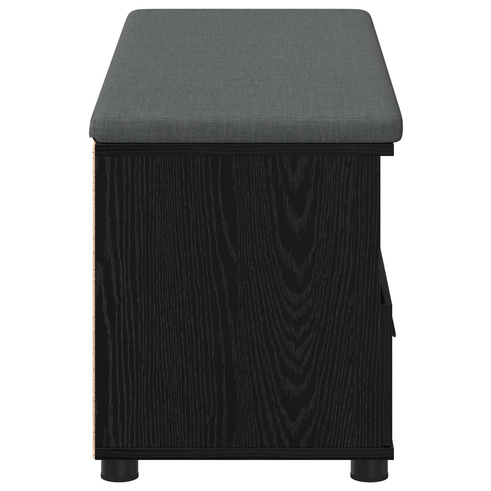 Előtér pad párnával fiókkal fekete tölgy 100 x 38 x 46 cm