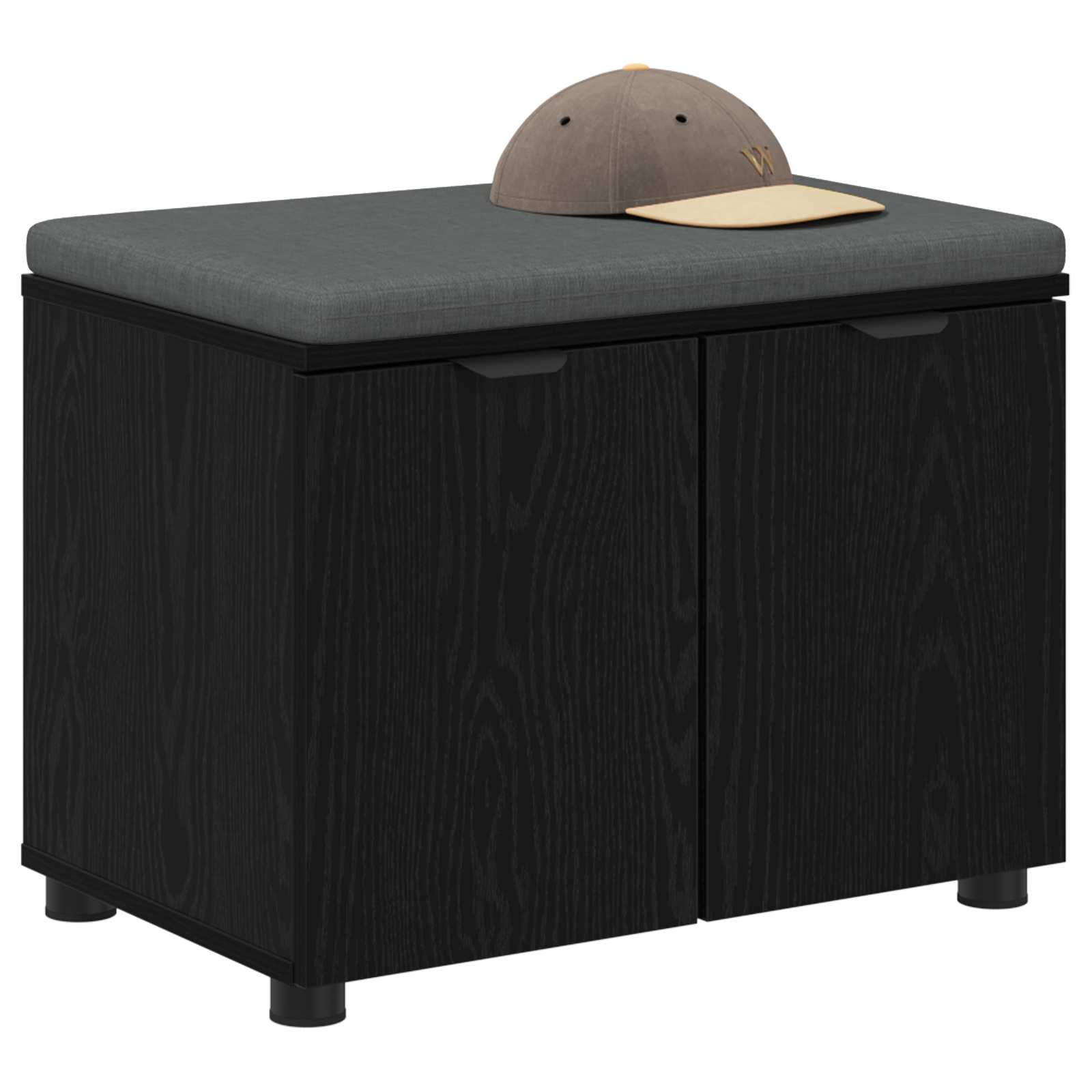 Előtér pad párnával tárolóval fekete tölgy 60 x 38 x 46 cm