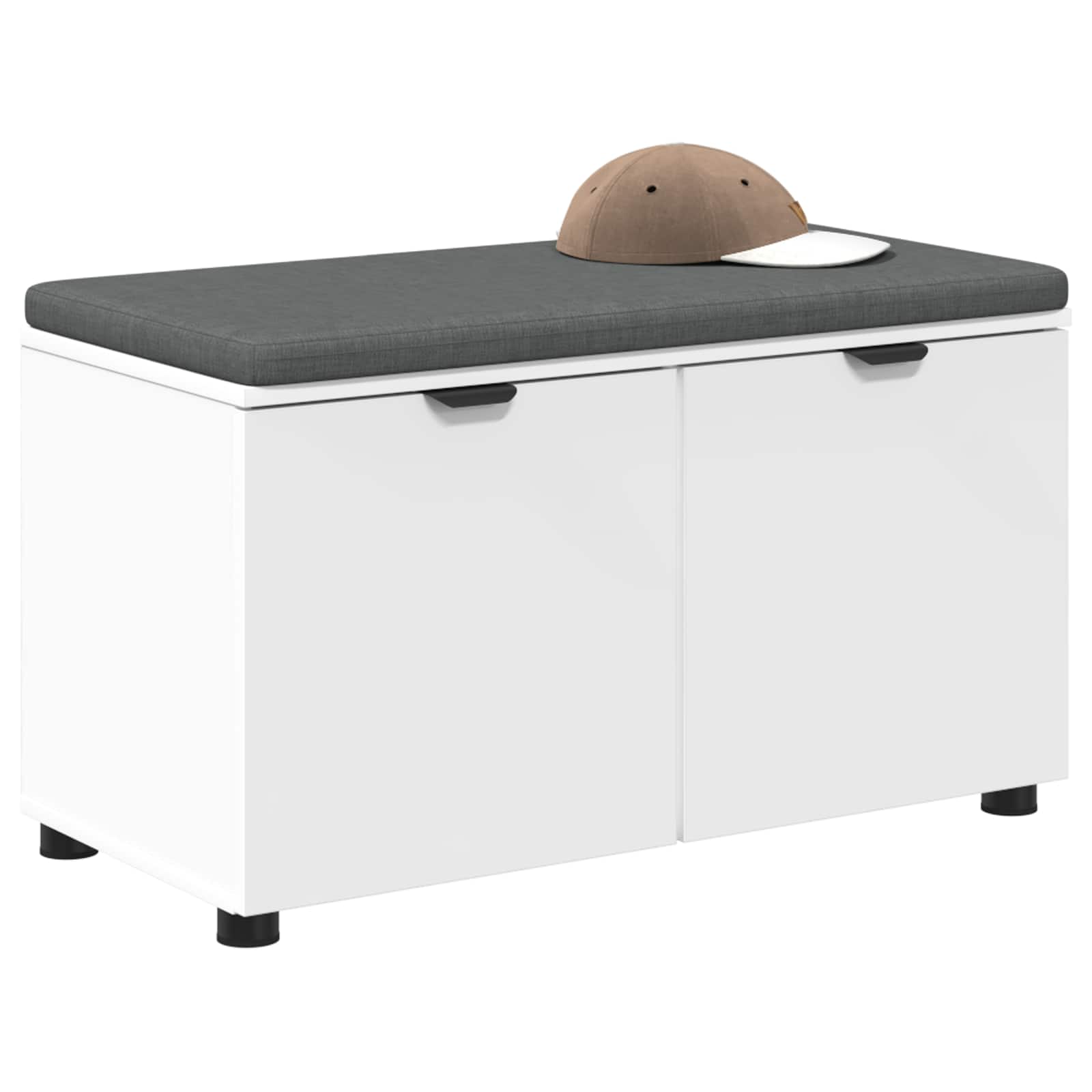 Előtér pad párnával tárolóval ajtóval fehér 80 x 38 x 46 cm