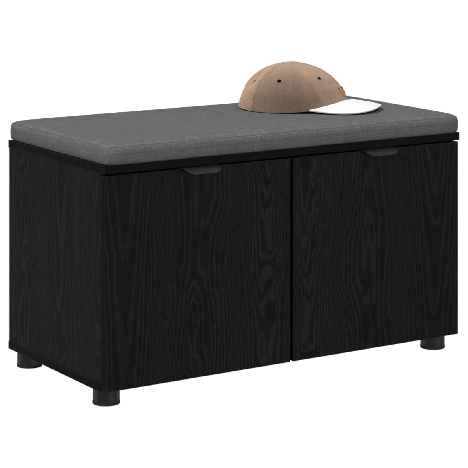 Előtér pad párnával tárolóval fekete tölgy 80 x 38 x 46 cm