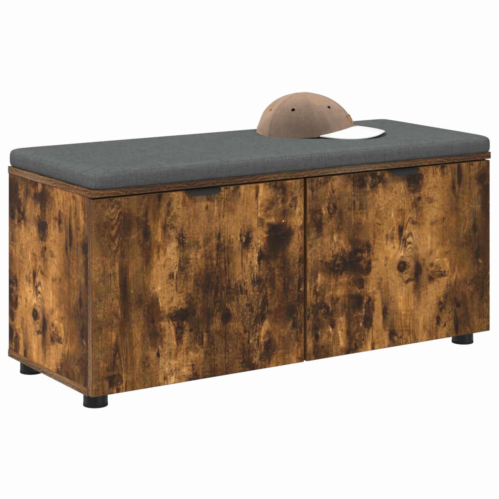 Előtér pad párnával tárolóval füstölt tölgy 100 x 38 x 46 cm