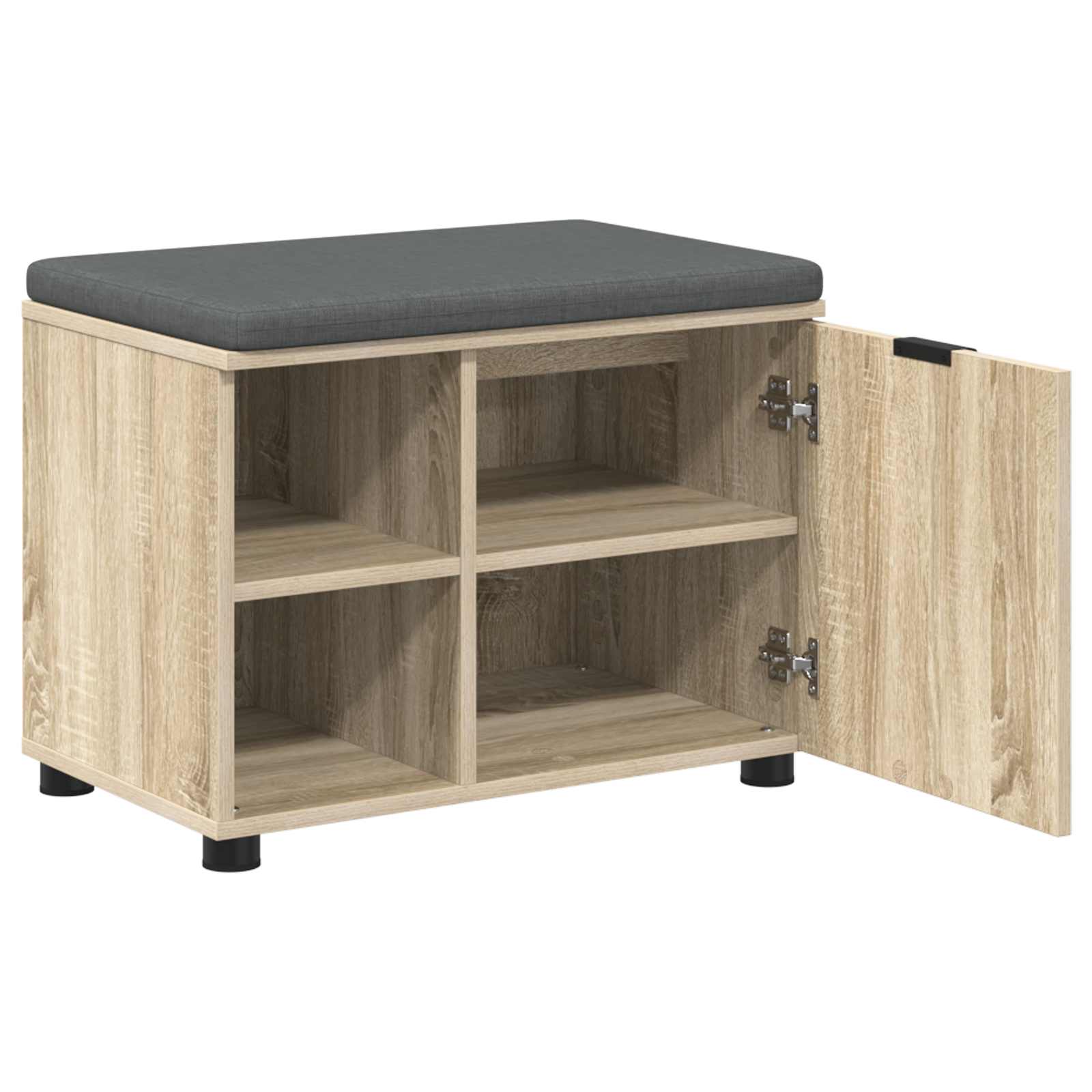 Előtér pad párnával egyszínű sonoma tölgy 60 x 38 x 46 cm