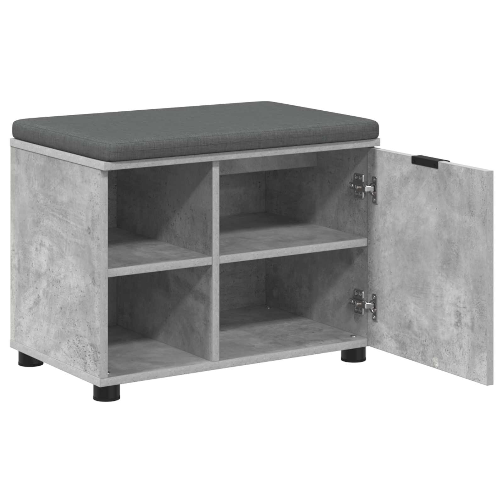 Előtér pad párnával egyszínű beton szürke 60 x 38 x 46 cm