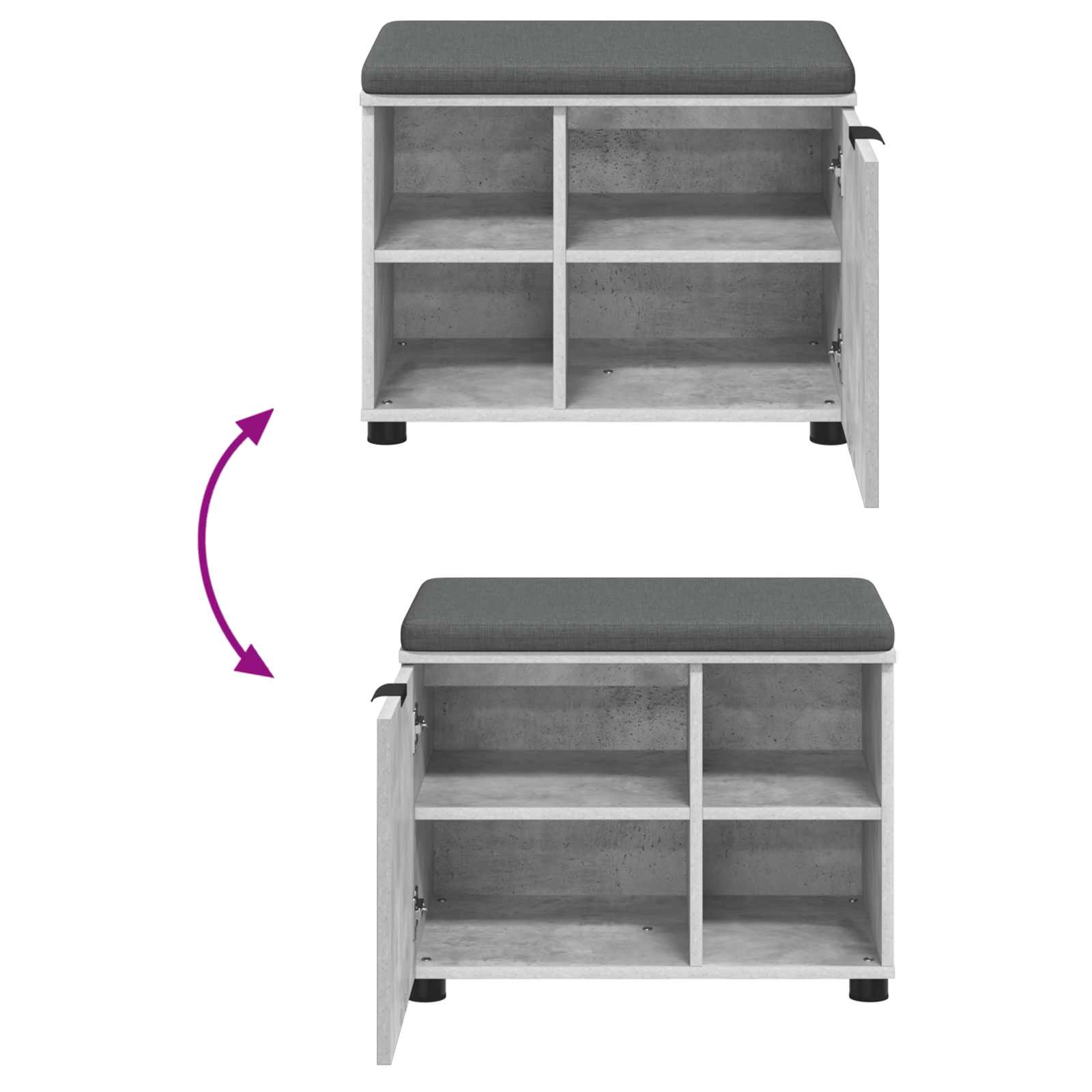 Előtér pad párnával egyszínű beton szürke 60 x 38 x 46 cm