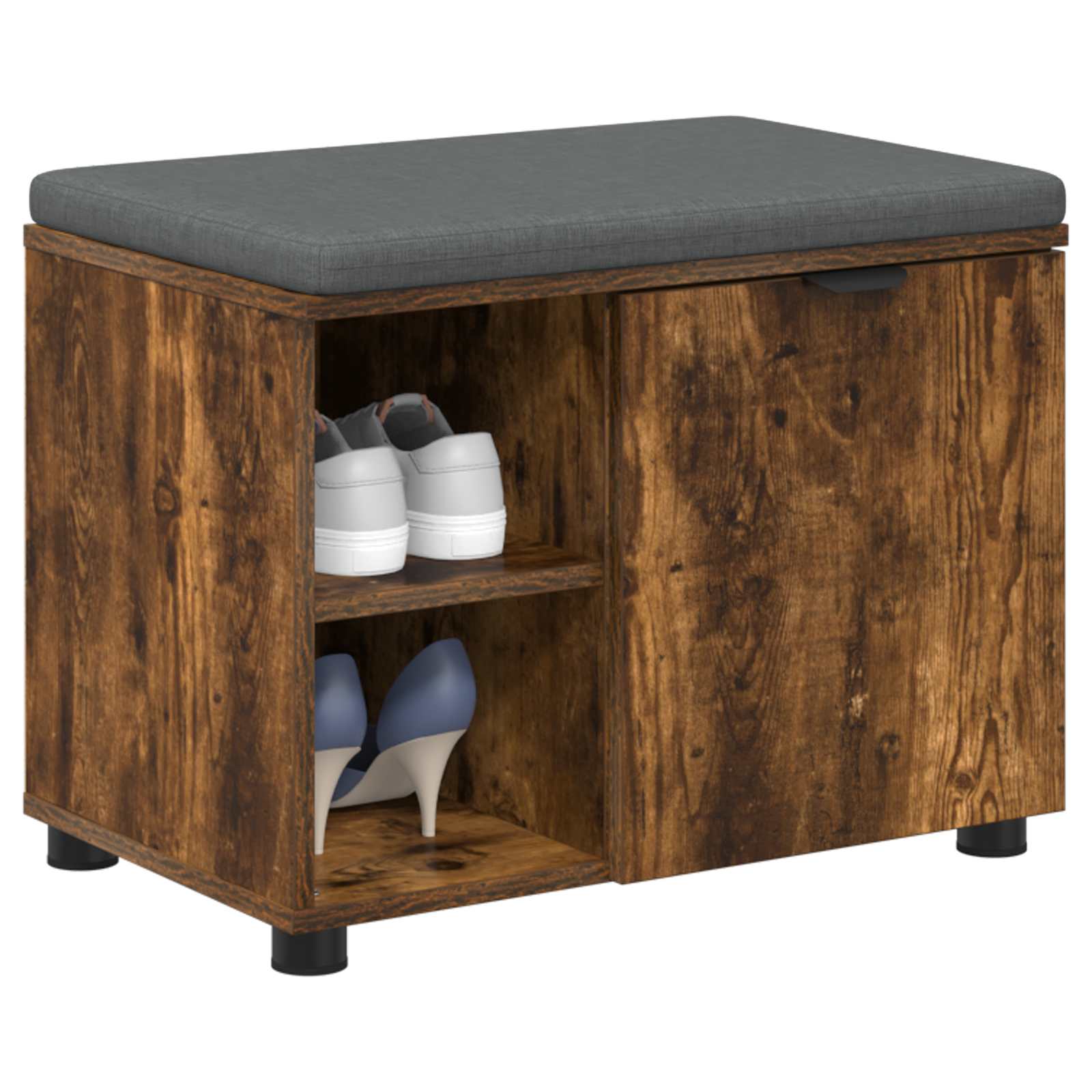 Előtér pad párnával egyszínű füstölt tölgy 60 x 38 x 46 cm