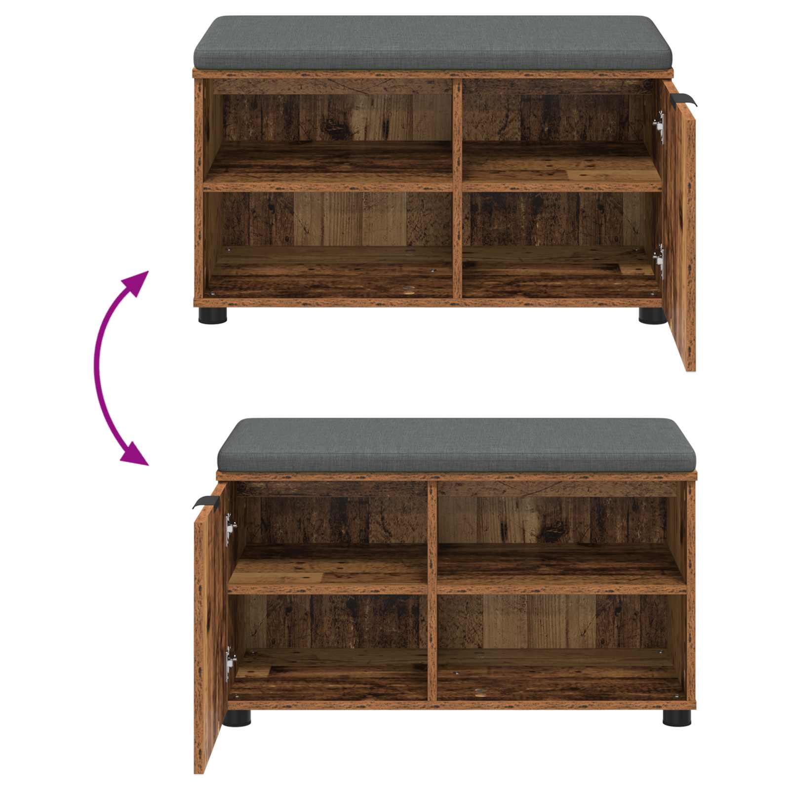 Előtér pad párnával egyszínű öreg fa 80 x 38 x 46 cm