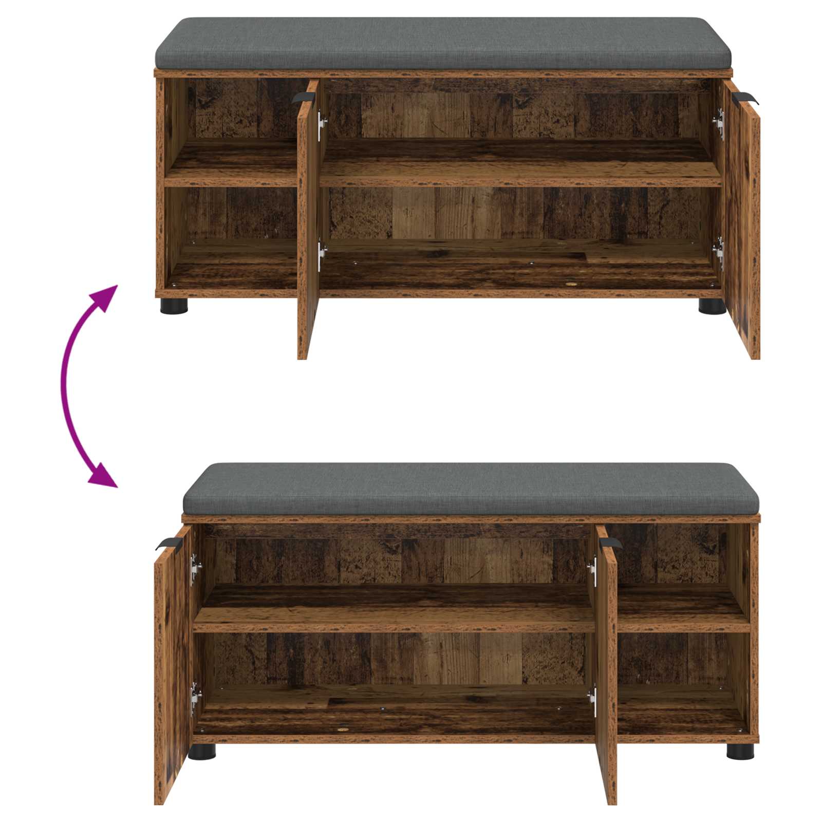 Előtér pad párnával egyszínű öreg fa 100 x 38 x 46 cm