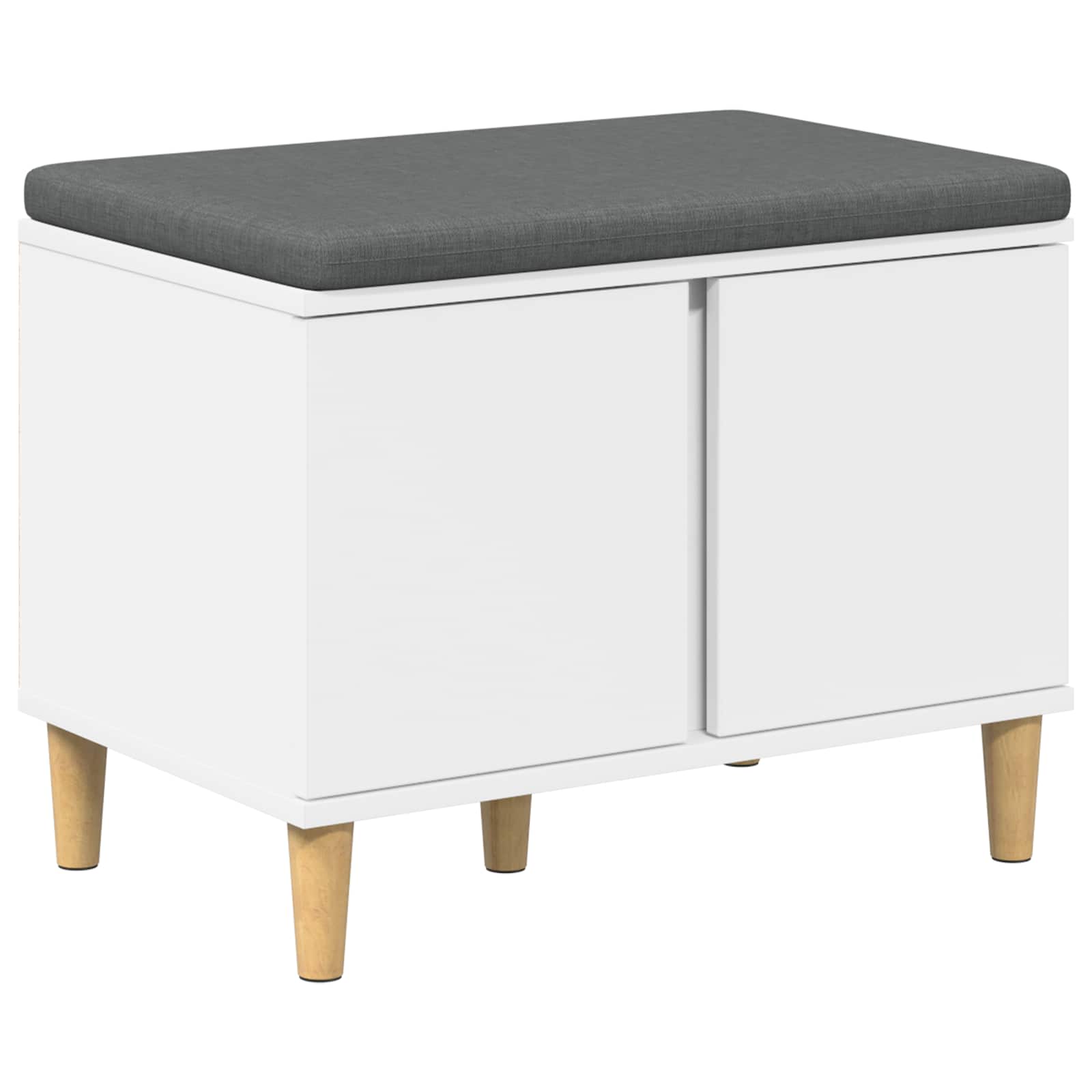 Előtér pad párnával tárolóval ajtóval fehér 60 x 38 x 46 cm