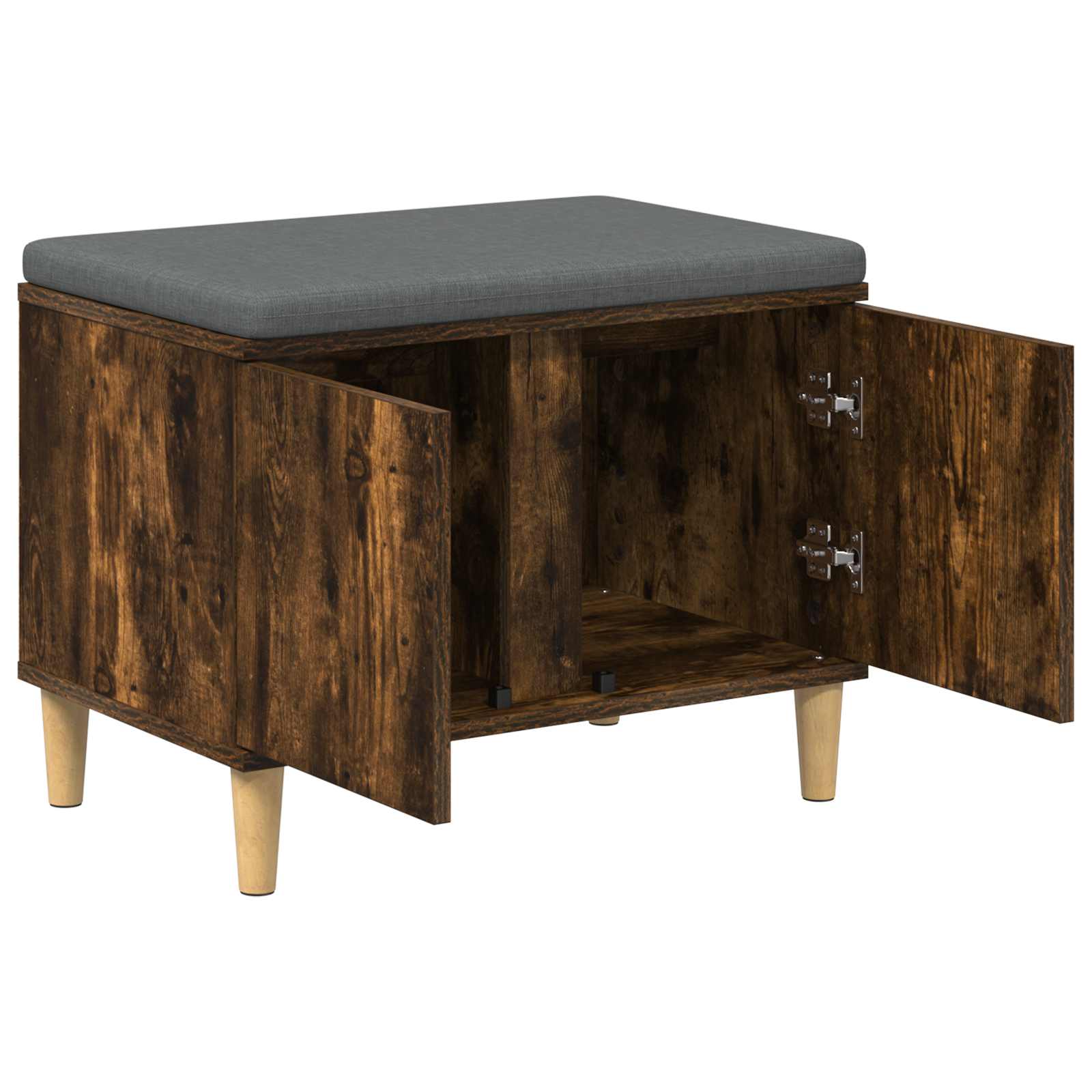 Előtér pad párnával tárolóval füstölt tölgy 60 x 38 x 46 cm